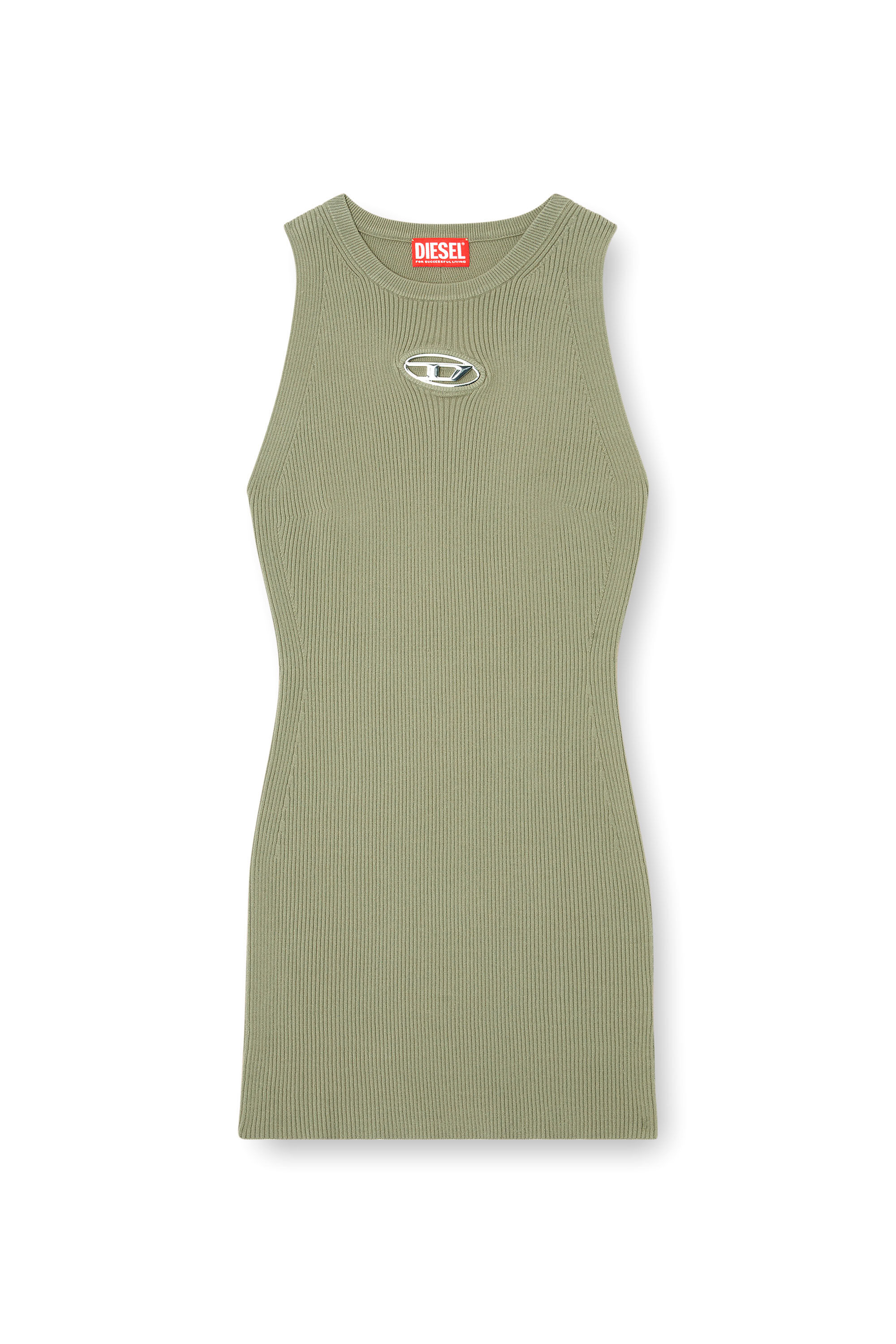 オールインワン・サロペット Diesel Fitted Multicolor Ribbed Dress Women's Ribbed knit sleeveless dress | Green | Diesel
