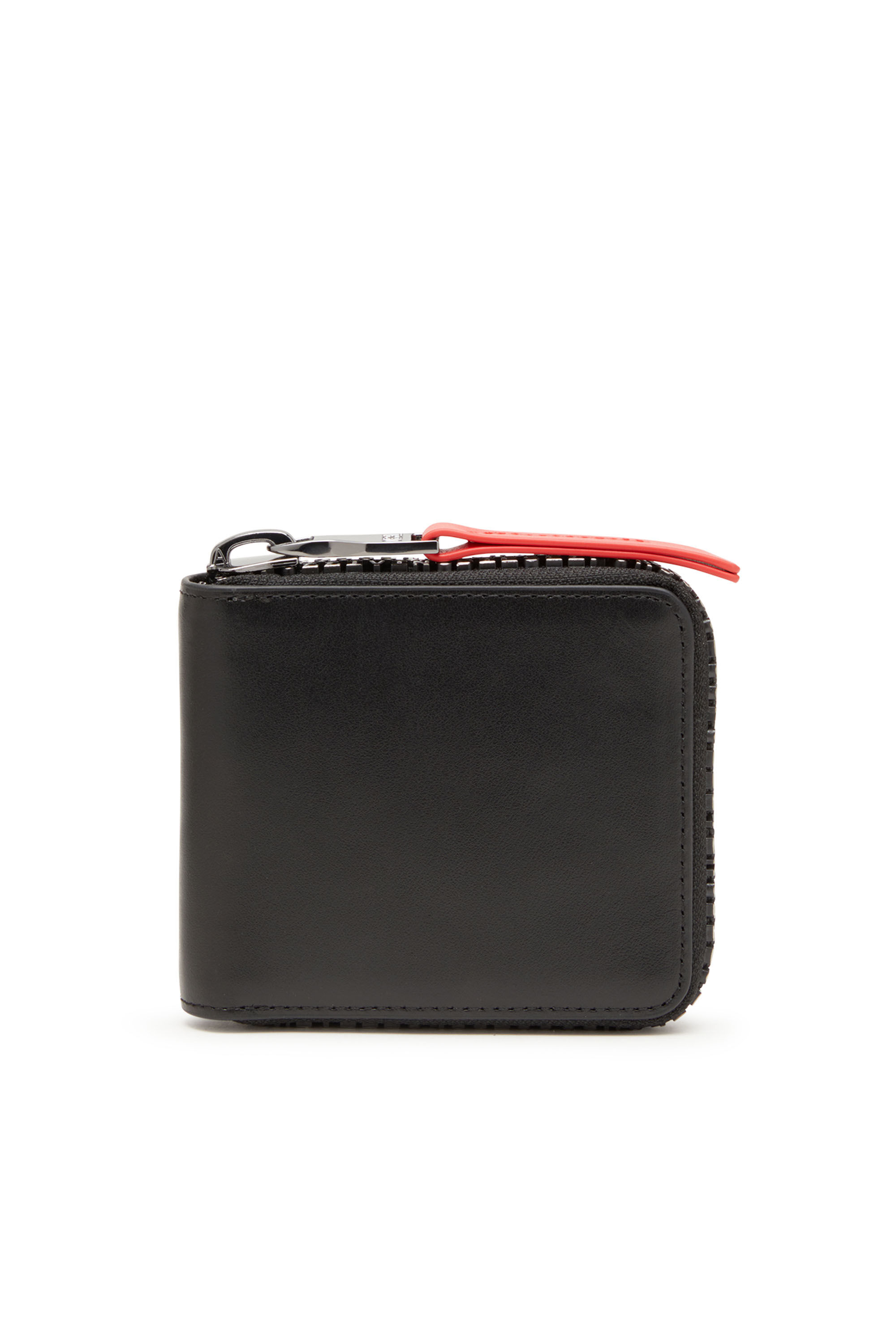 Men's Leather zip wallet with logo zip | Black | Diesel