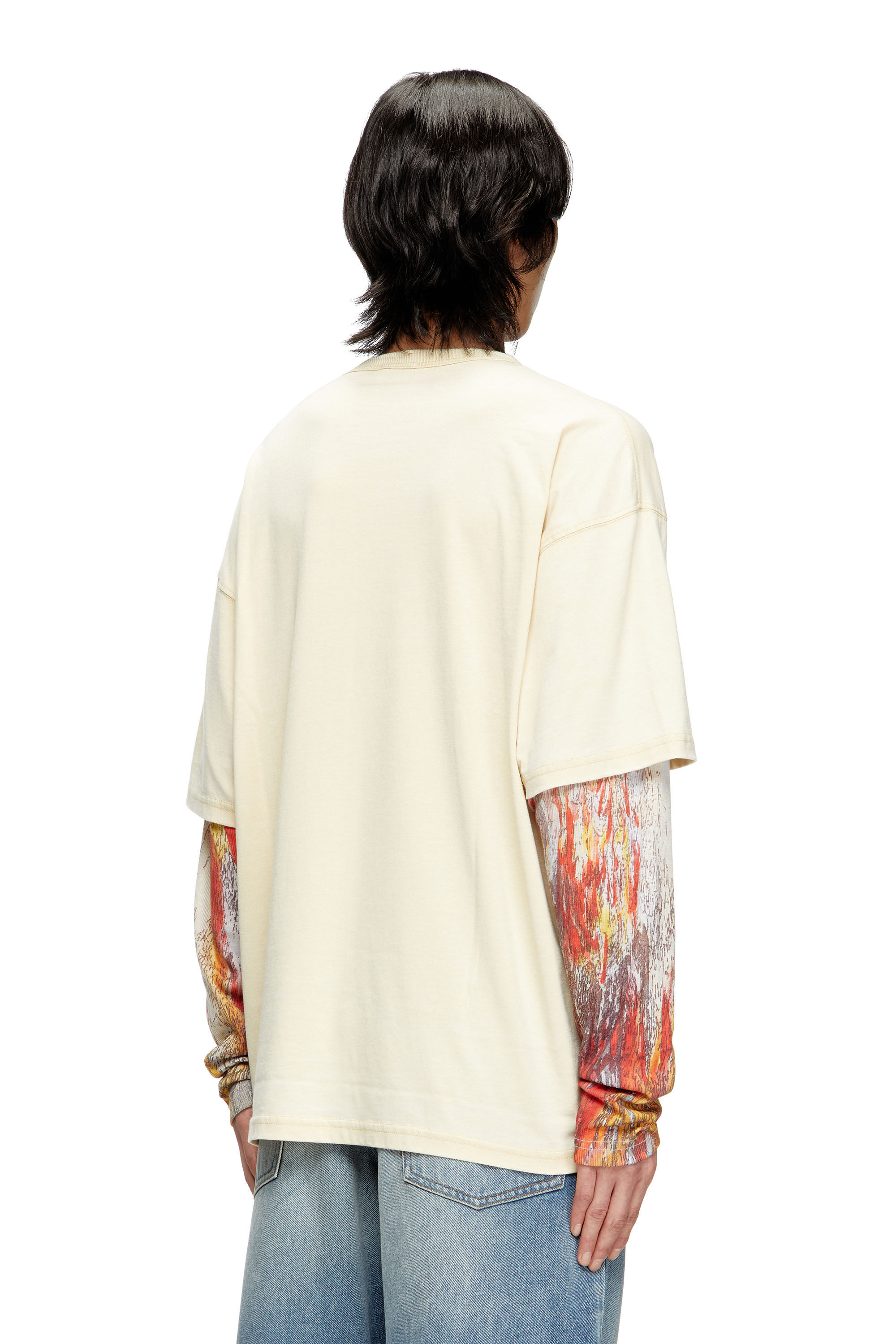 Men's Long-sleeve T-shirt with layered effect | Beige | Diesel