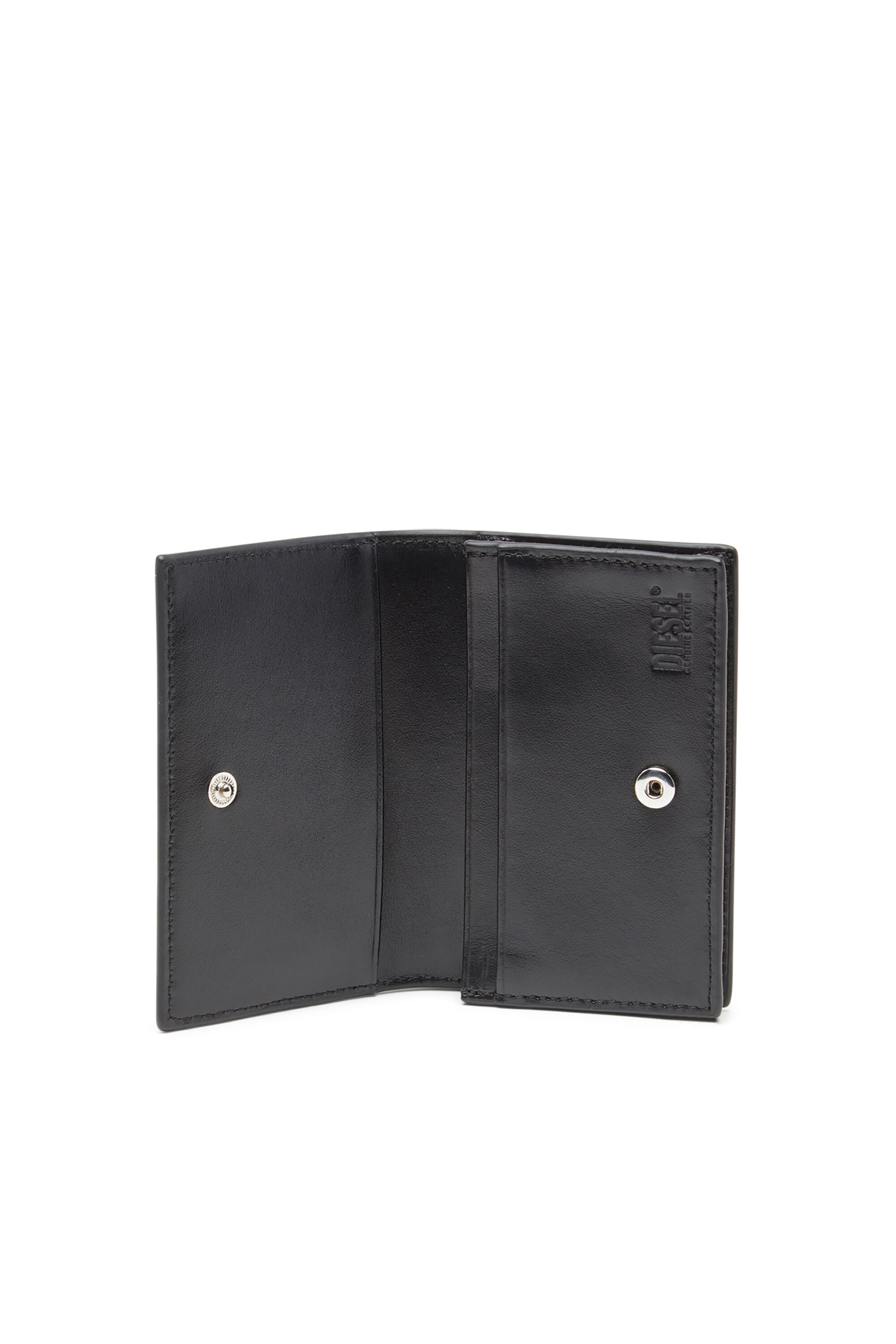Women's Leather card holder with enamelled Oval D | Black | Diesel