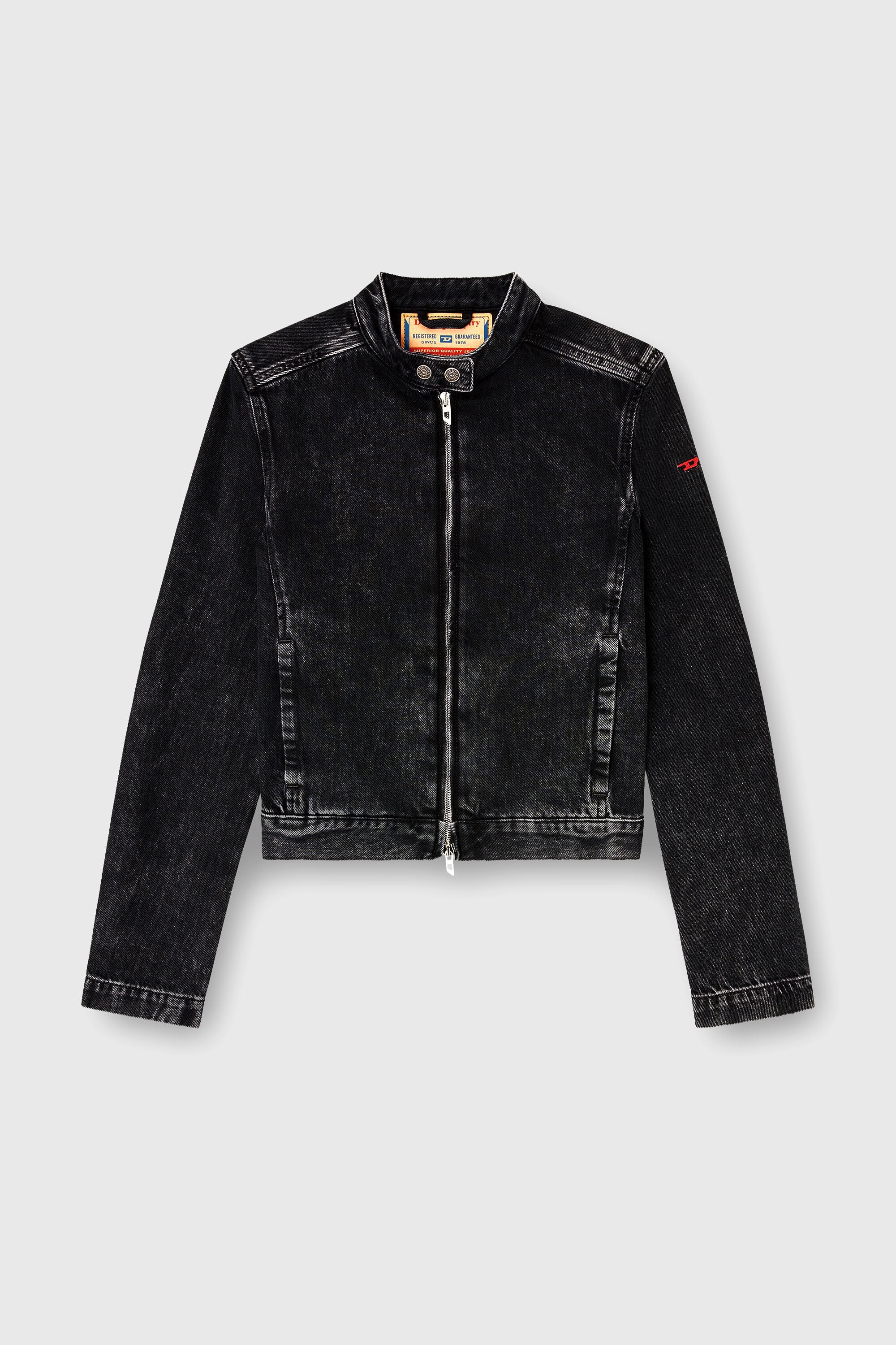 Diesel - DE-MORNIN, Chaqueta moto de mezclilla en denim de lavado oscuro Mujer in Negro - 2