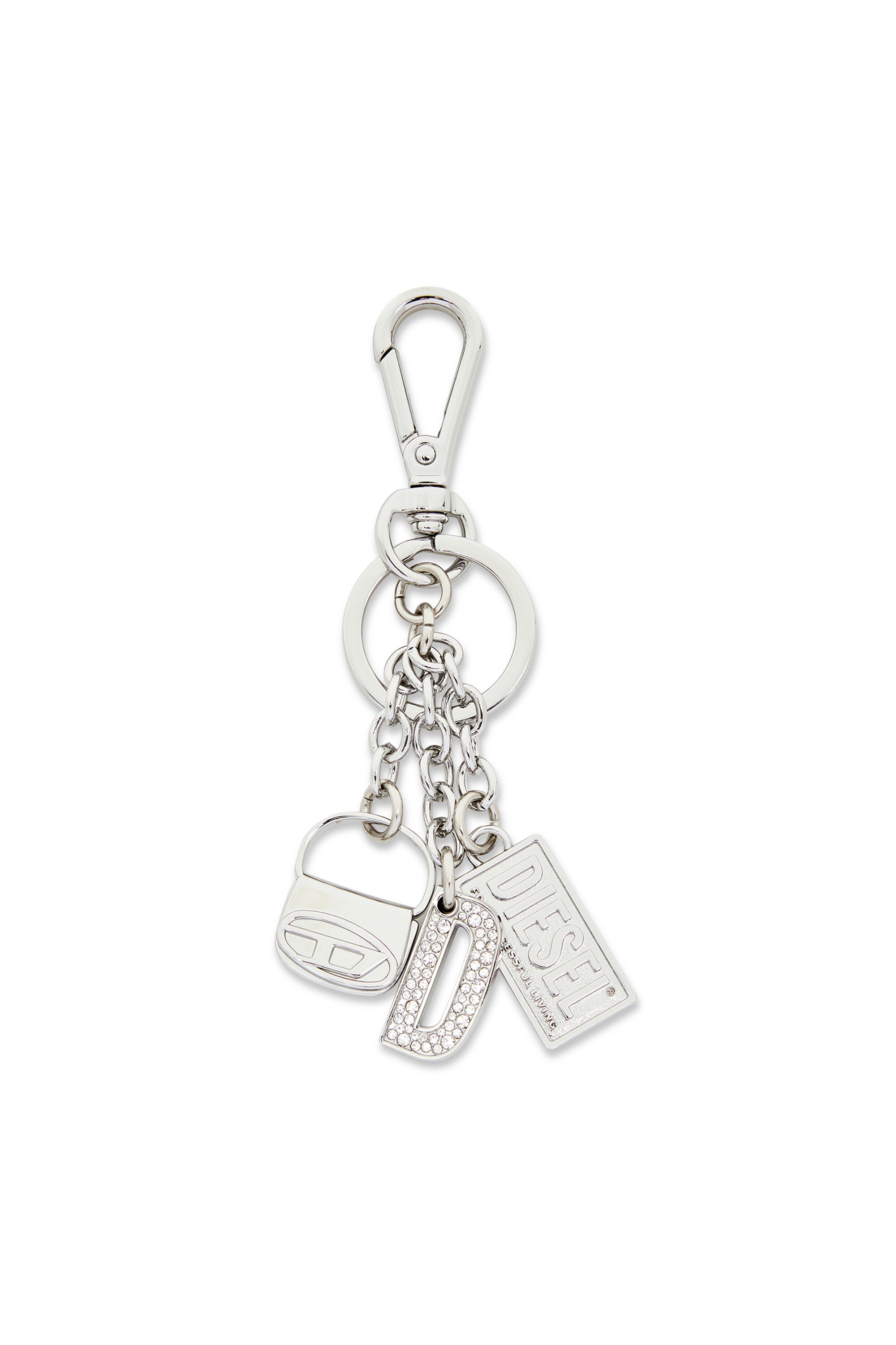 DIESEL メタルキーホルダー シルバー Women's Metal keyring with logo charms | Silver | Diesel