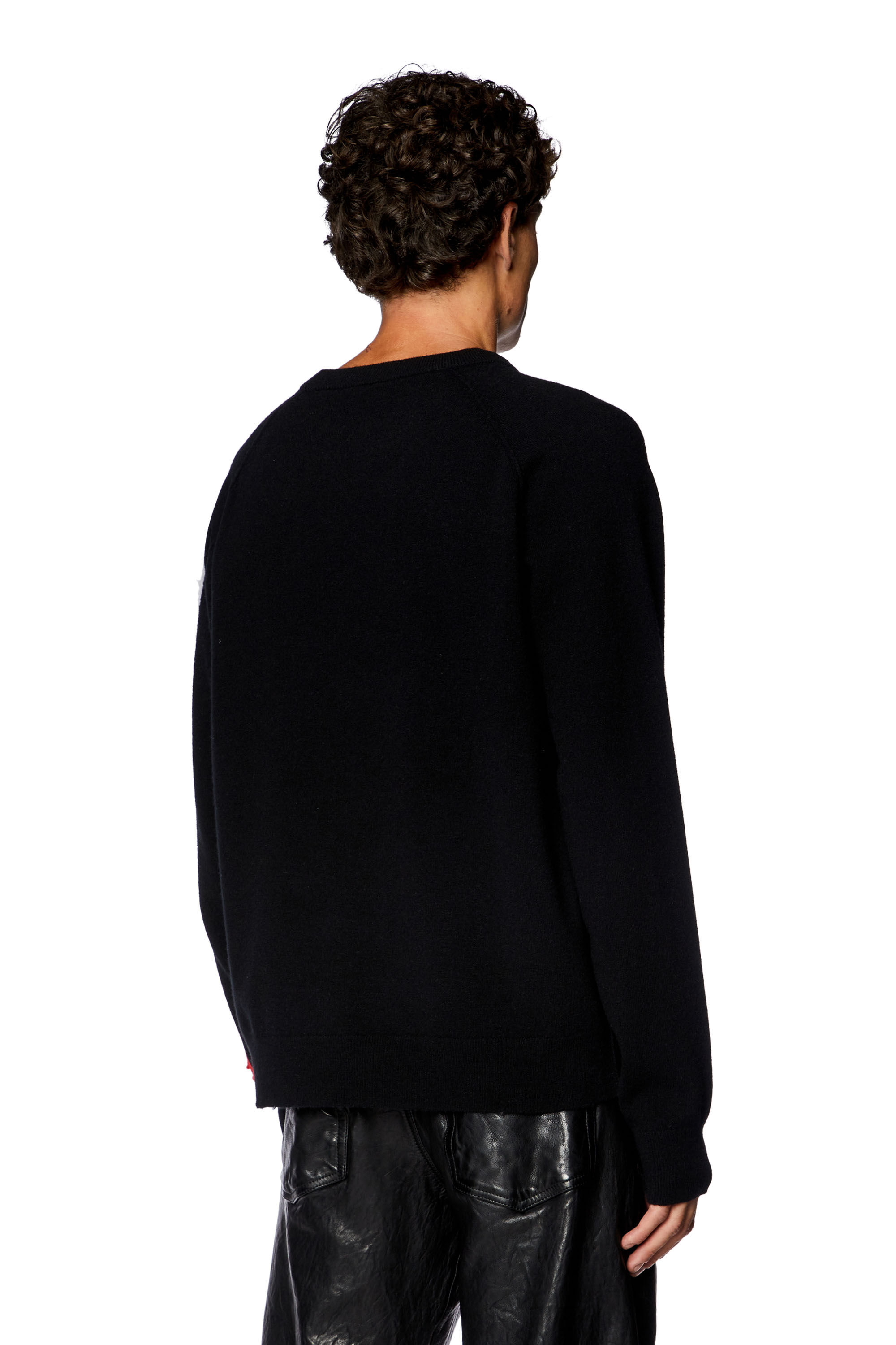 Diesel - K-SARIA-A, Male's Jumper with peel-off intarsia logo in Black - 4