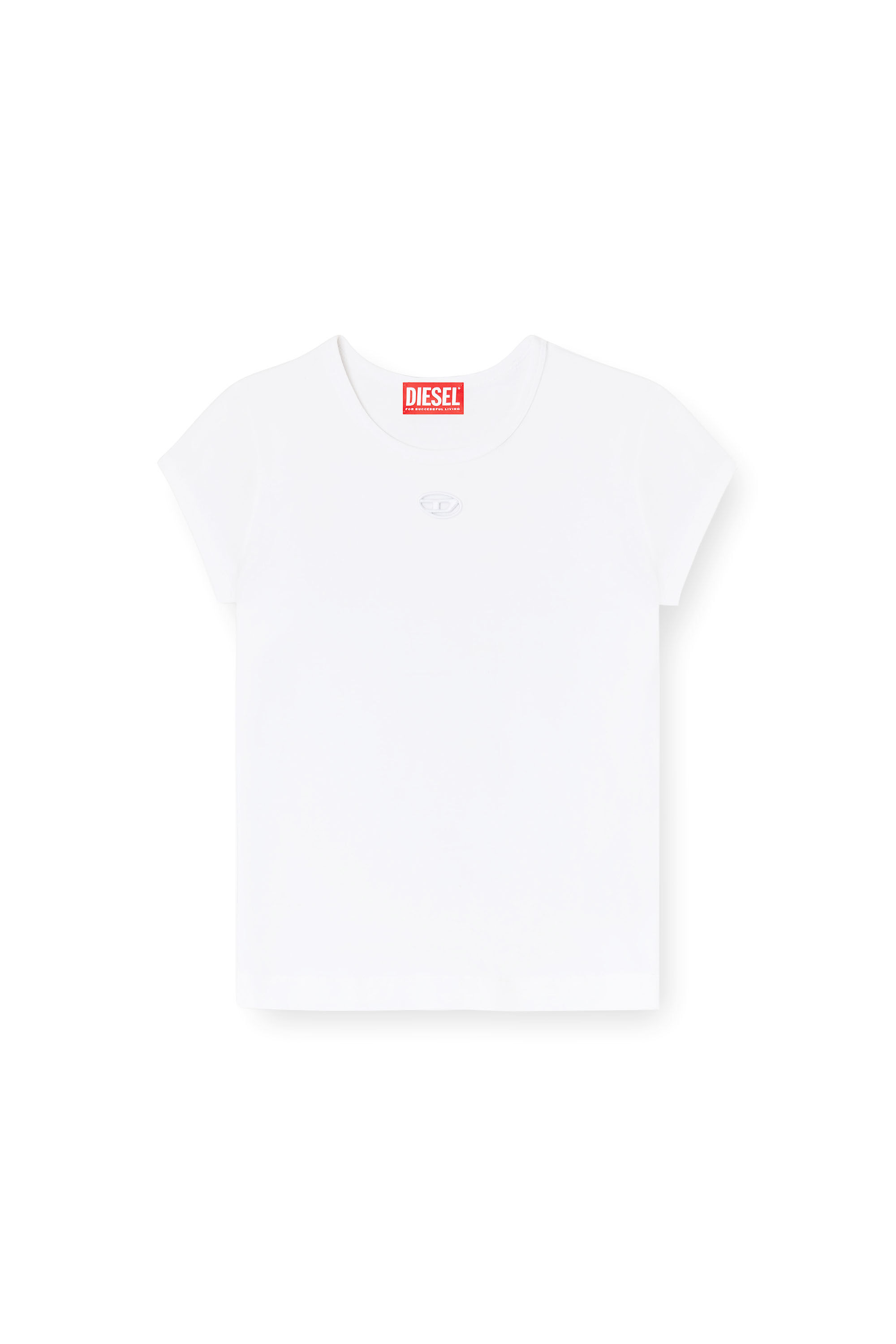 Women's T-shirt with cut-out embroidered logo | White | Diesel