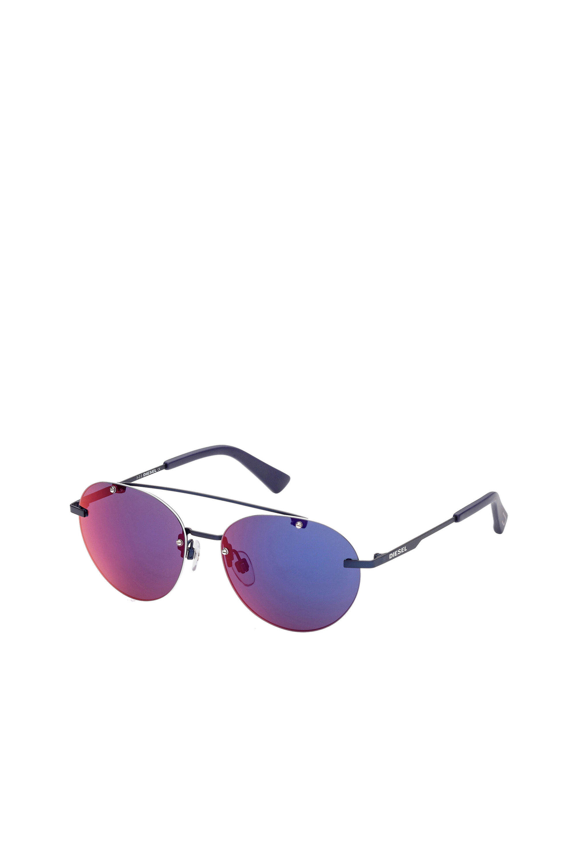 Diesel - DL0351, Unisex's Round sunglasses with lightweight metal construction in Blue - 2