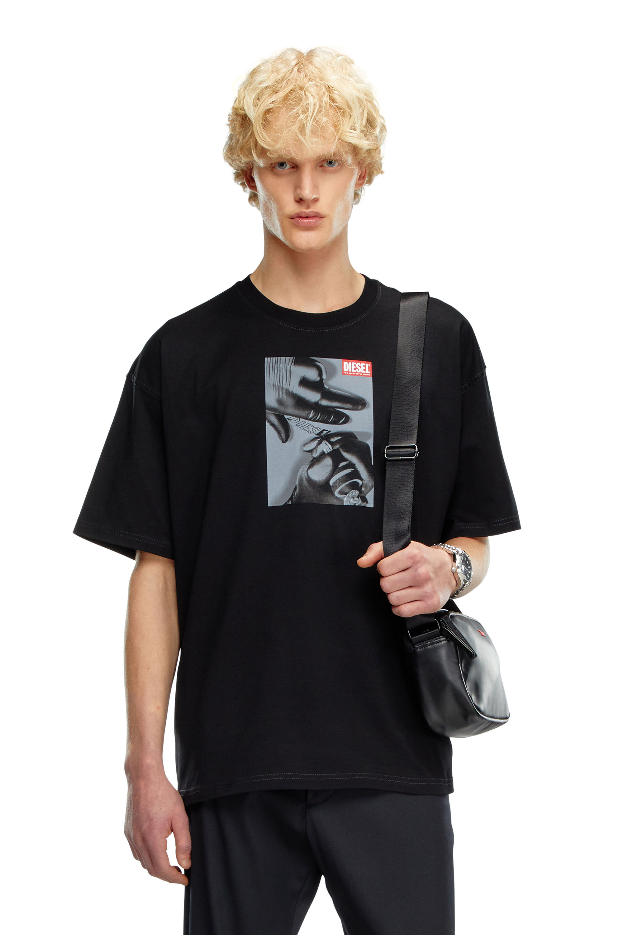 Diesel - T-BOXT-K4, Male's T-shirt with tattoo glove print in Black - 3
