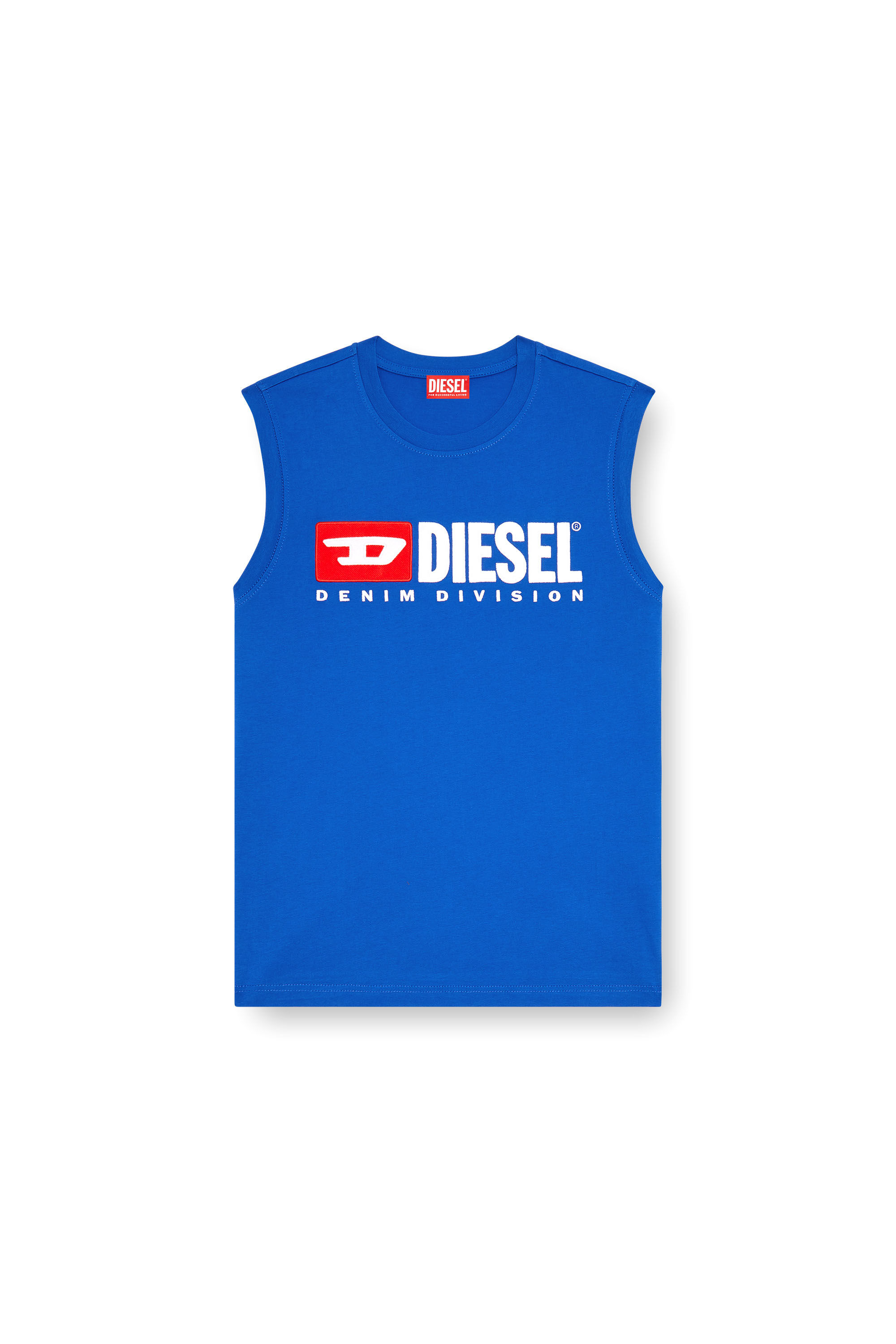Men's Tank top with chest logo print | Blue | Diesel