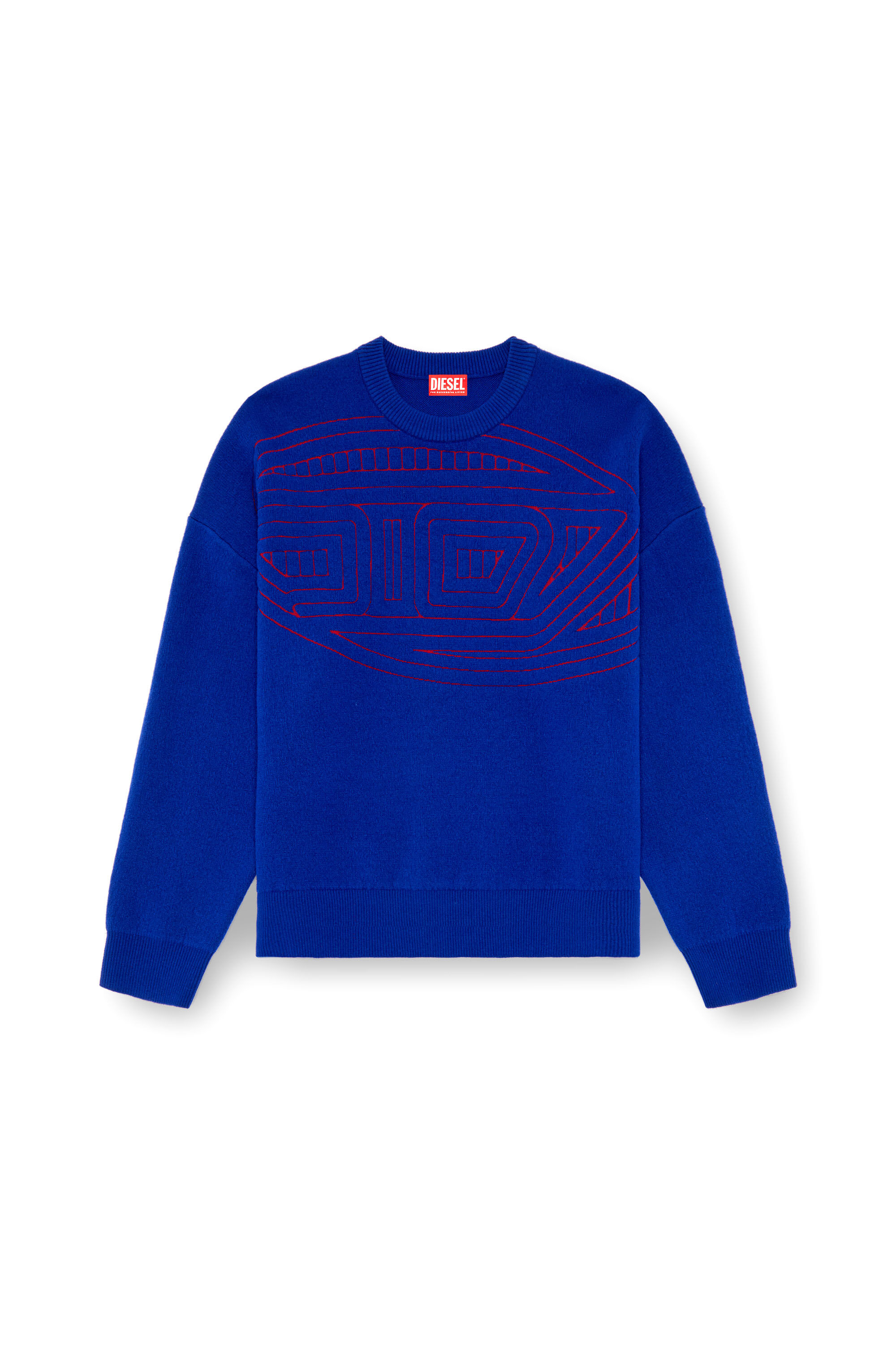 Diesel - K-RATIO, Pull en laine mélangée avec logo graphique Homme in Bleu - 2