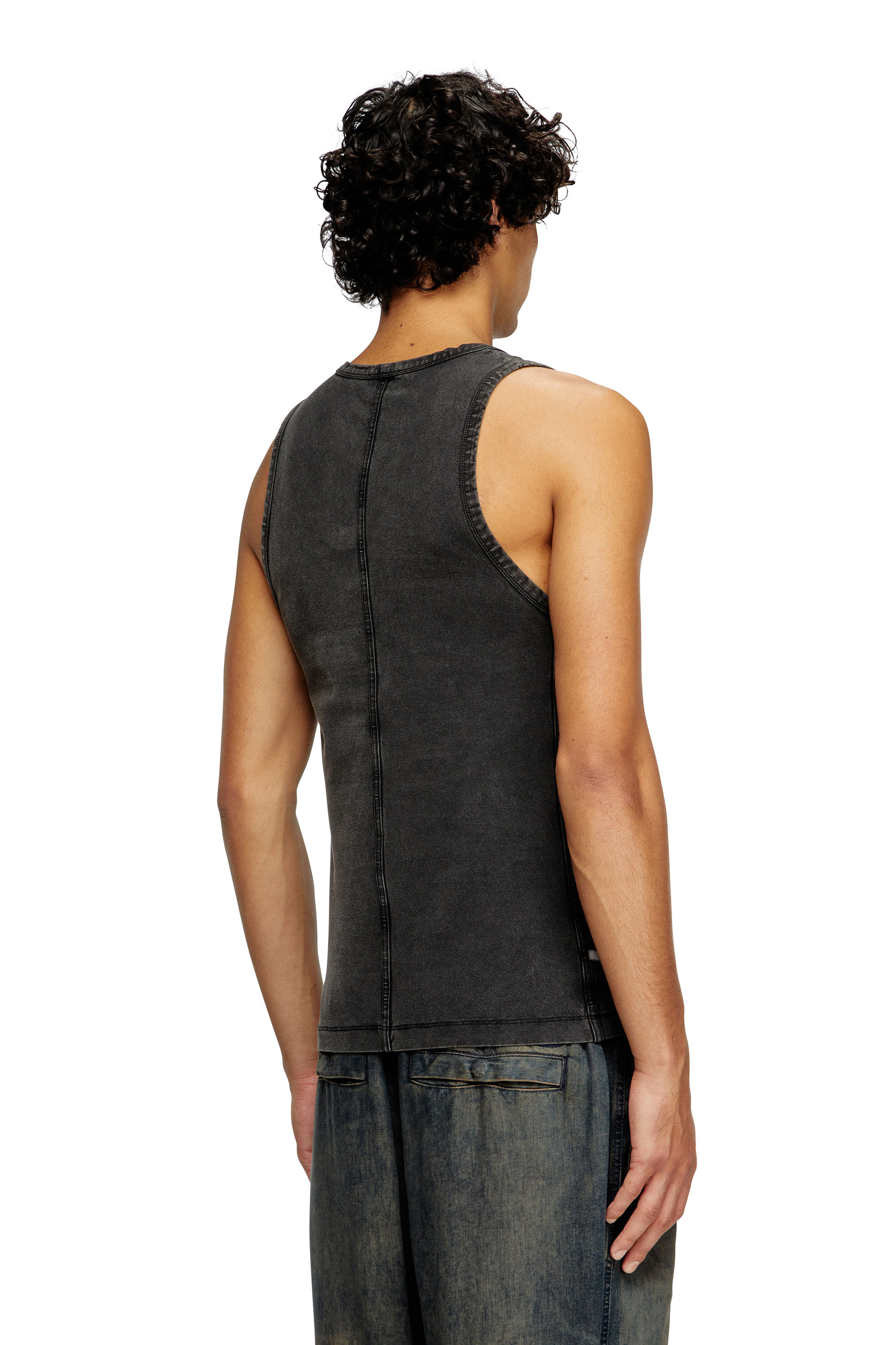 Diesel - T-MELY-SL, Male's Tank top in denim-look jersey in Black - 4