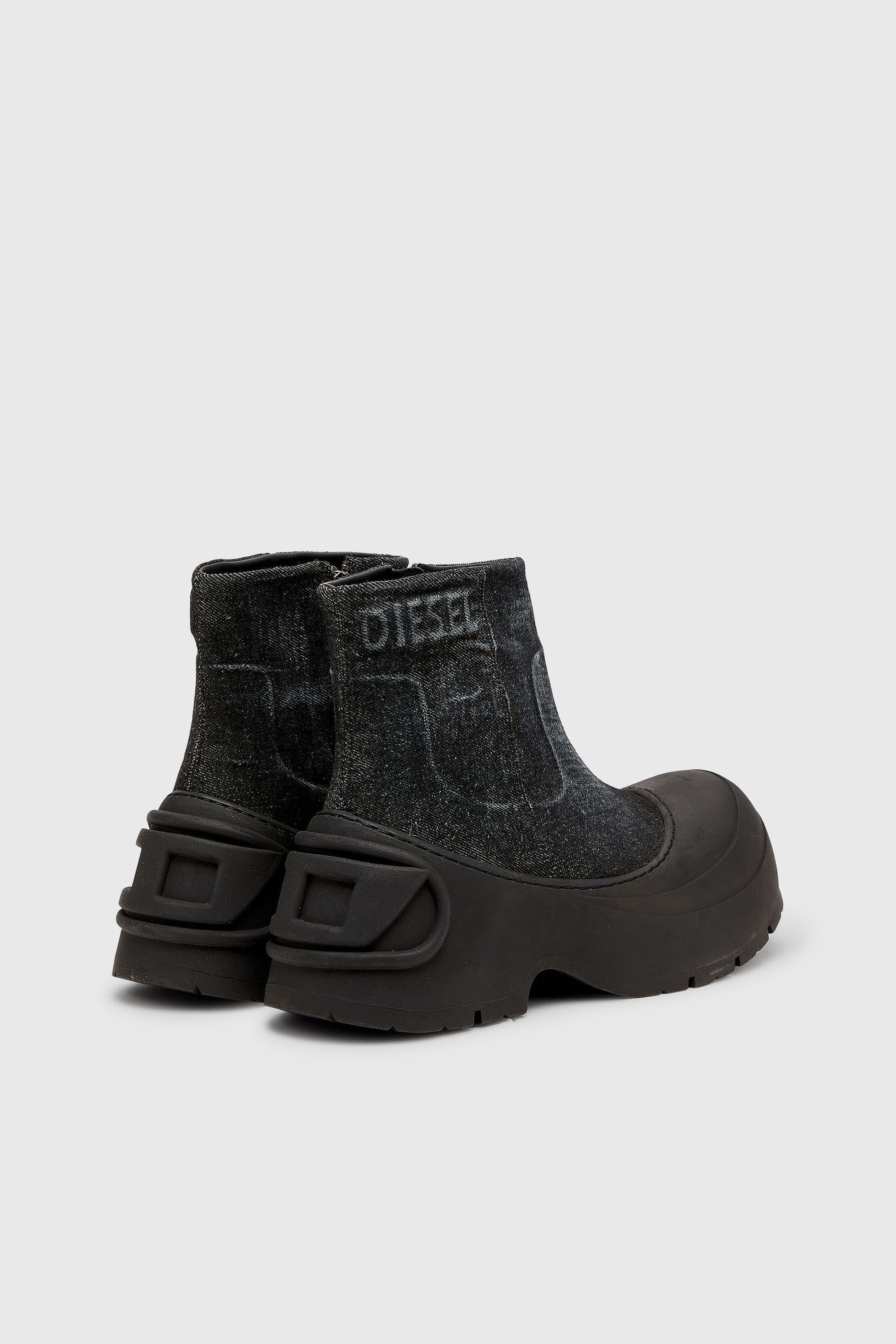 Diesel - D-DONALD ZIP MD, Male's D-Donald - Denim ankle boots with wraparound rubber sole in Black - 3