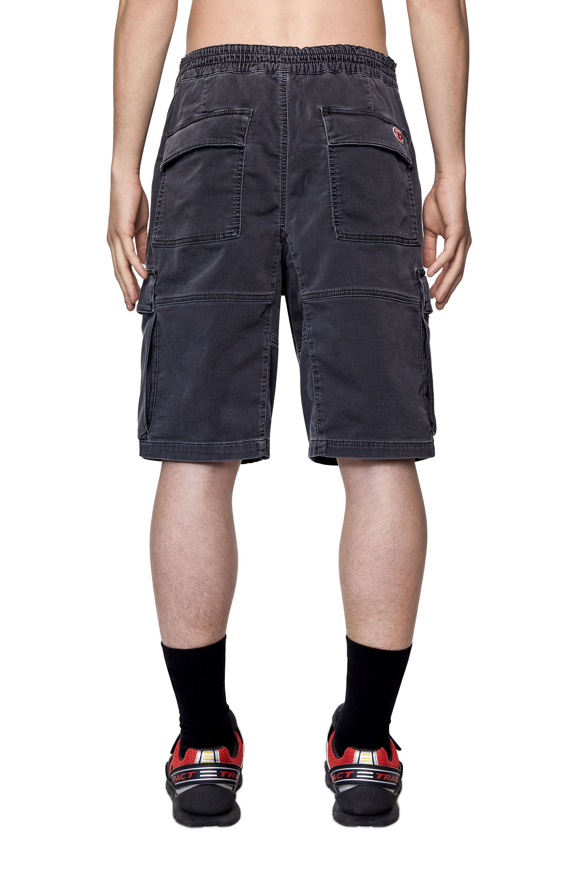 Diesel - D-KROOLEY JOGGJEANS CARGO SHORTS, Man's Cargo shorts in JoggJeans&reg; in Black/Dark grey - 5