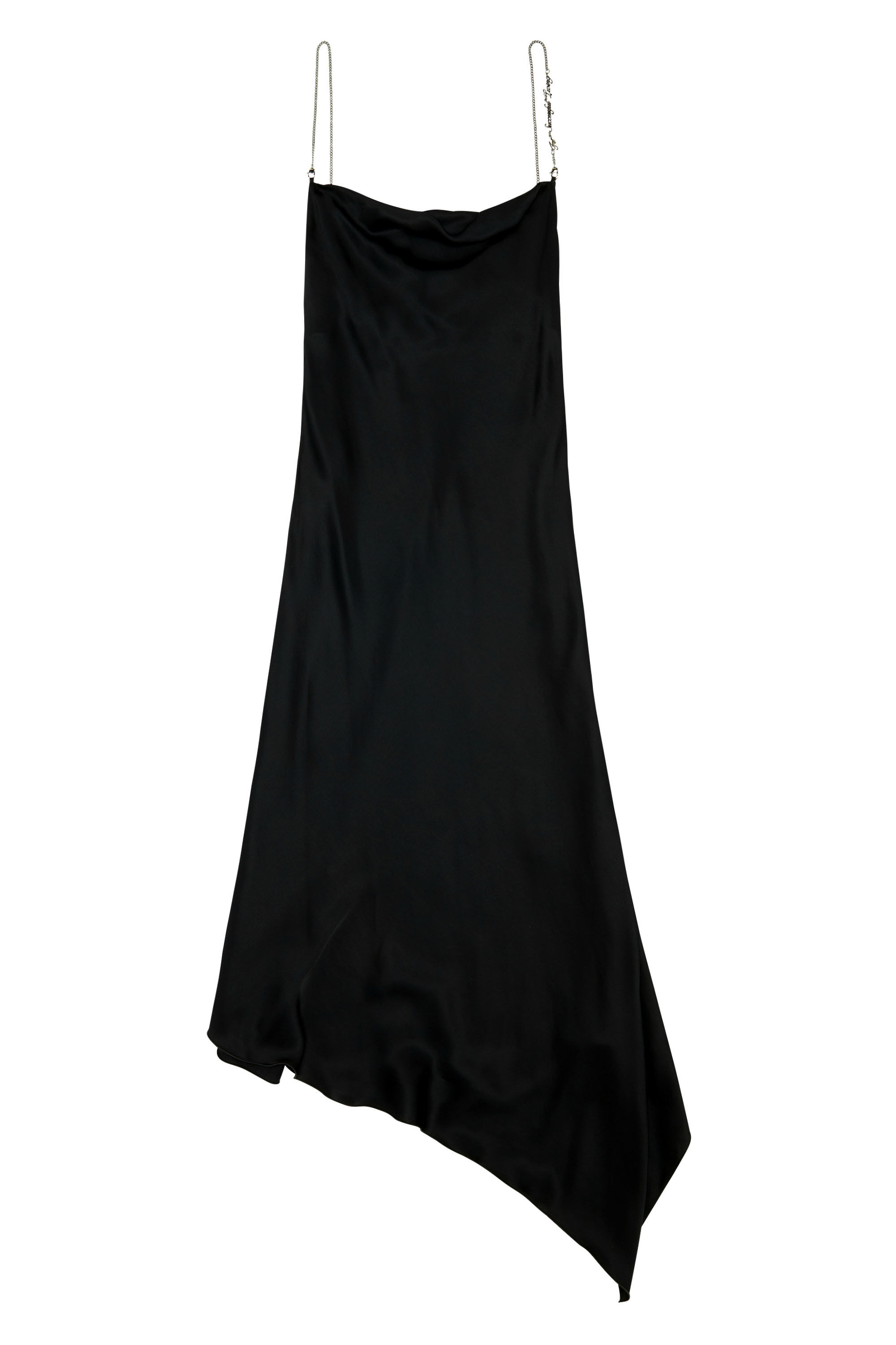 Diesel - D-MINT, Female's Satin slip dress with chain straps in Black - 2