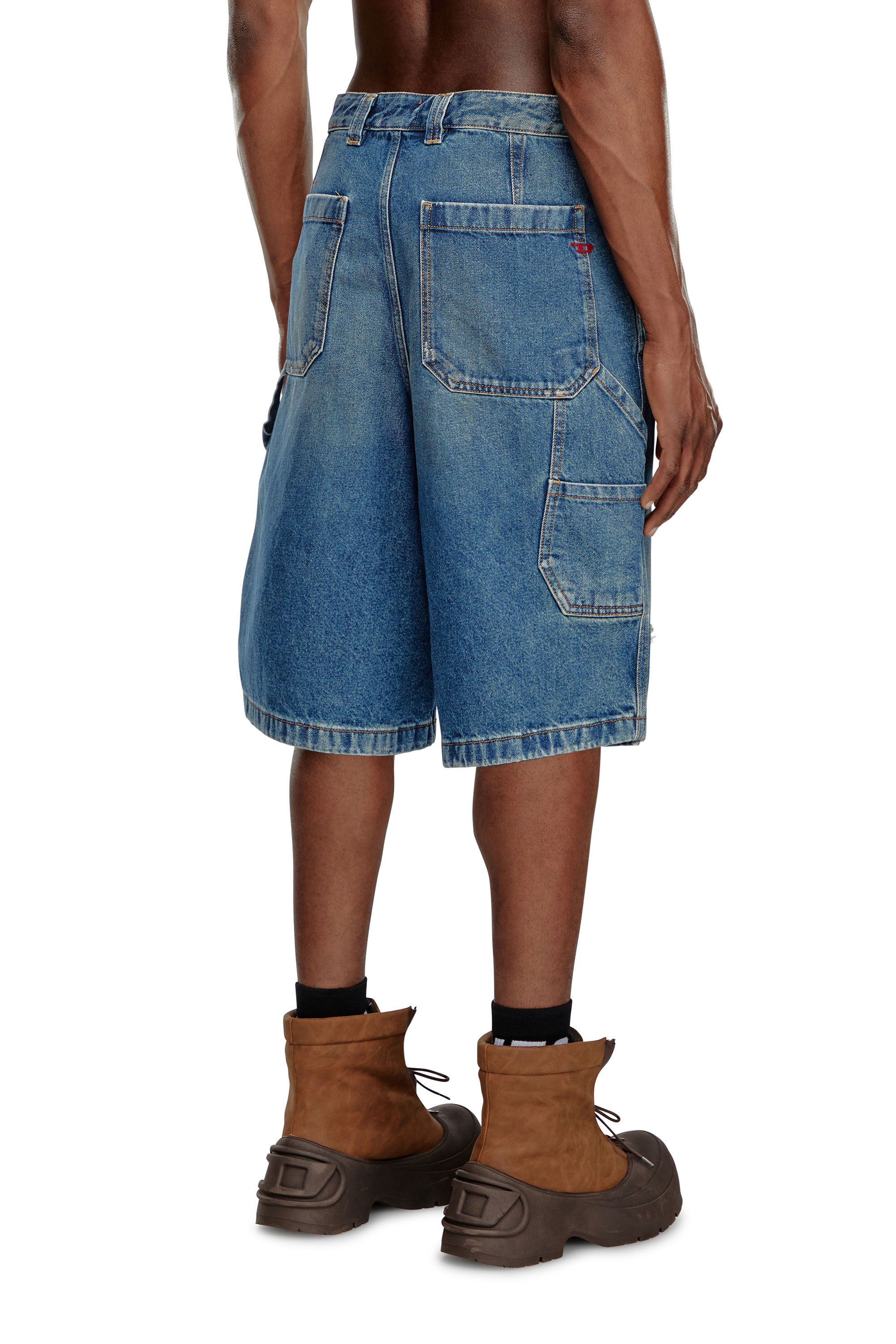 Men's Denim utility shorts with dusty wash | Blue | Diesel