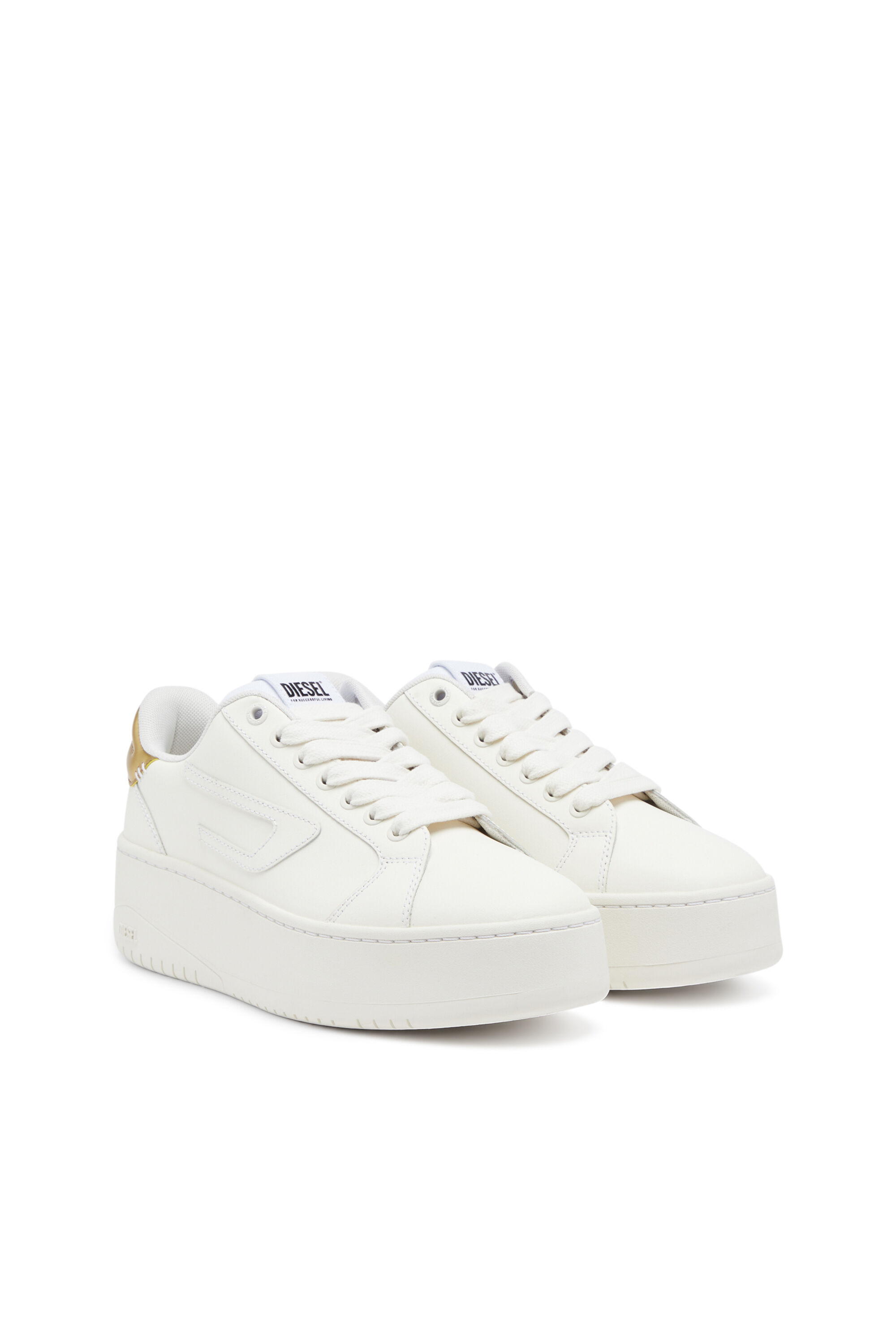 Diesel - S-ATHENE BOLD W, Female's S-Athene Bold-Low-top sneakers with flatform sole in Gold/White - 2