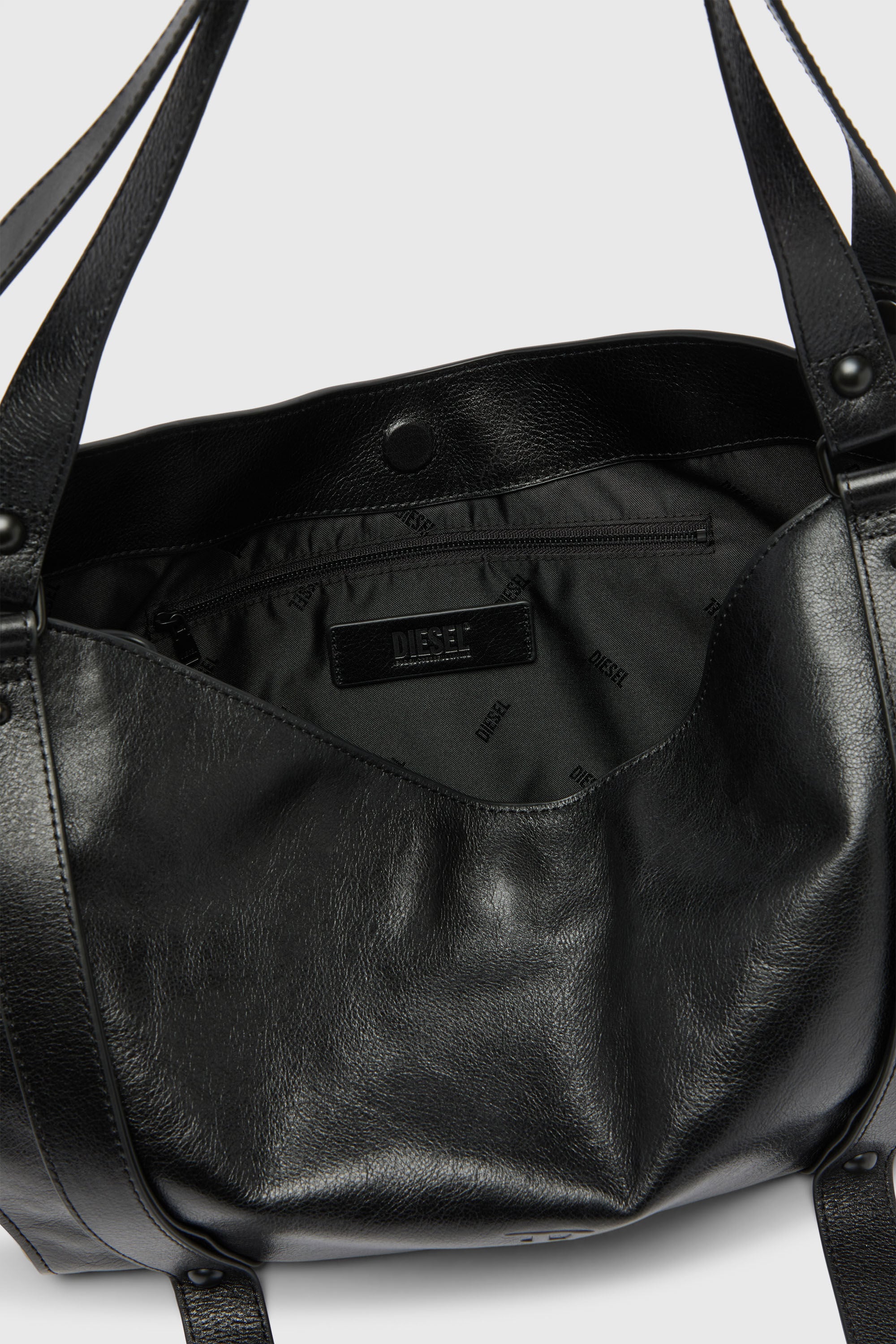 Diesel - D-ONE TOPHANDLE M, Unisex's D-One- Medium top-handle bag in leather in Black - 3