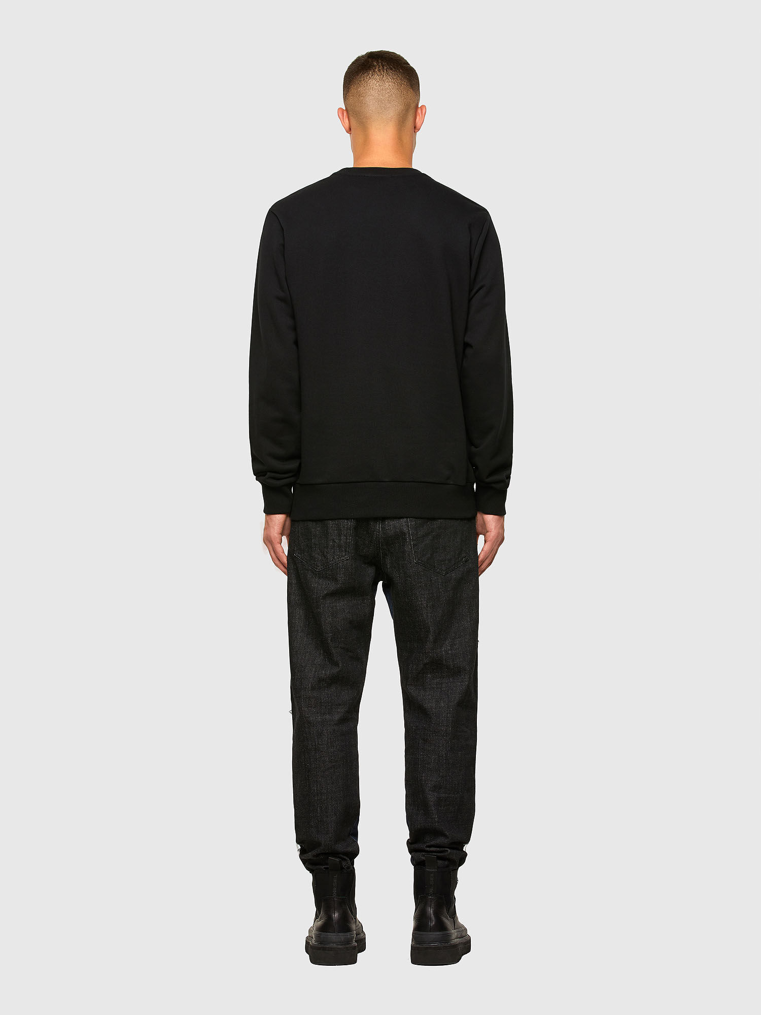 Diesel - S-GIRK-CUTY, Male's Sweatshirt with double logo print in Black - 5