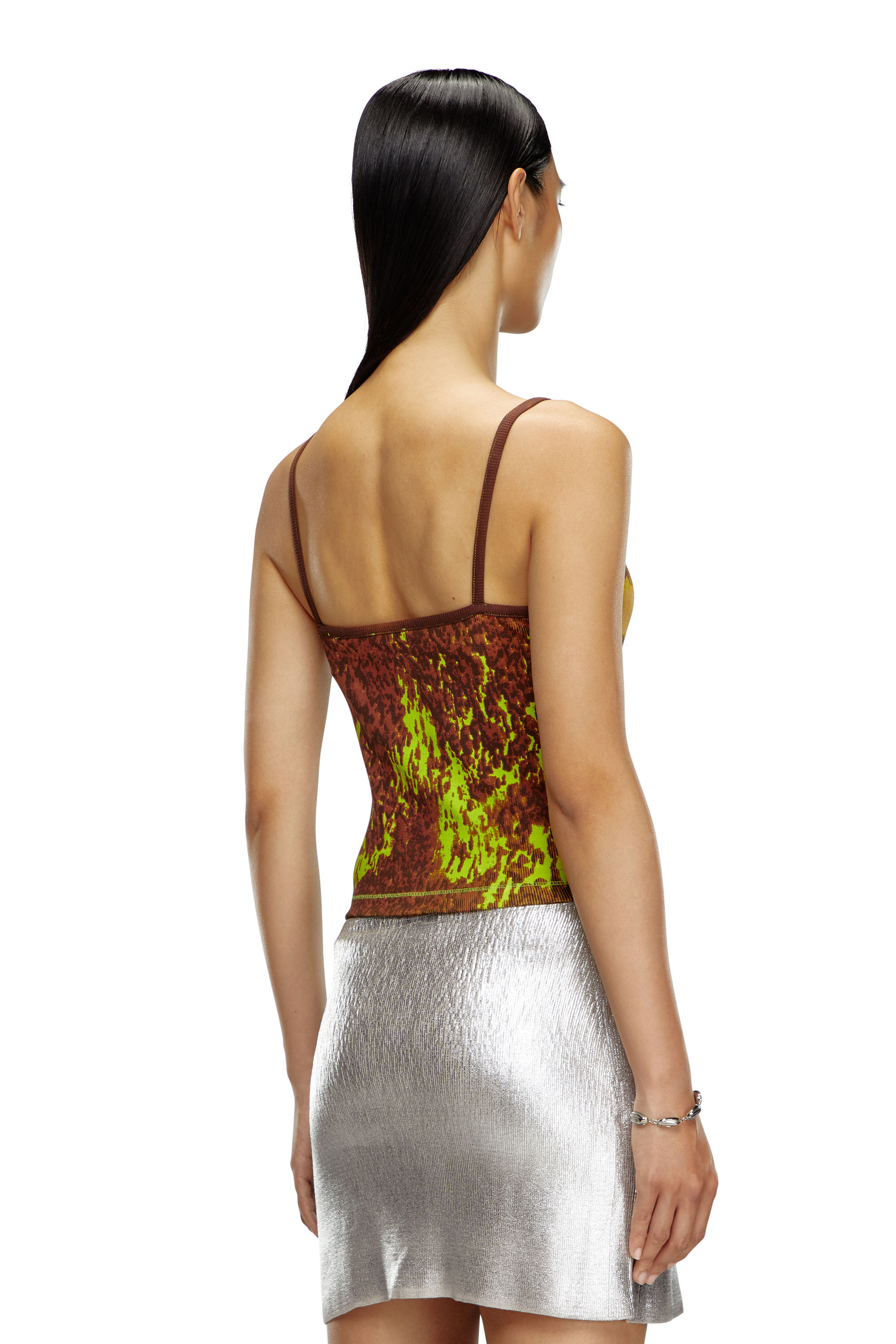 Diesel - T-HOP-P1, Top court côtelé avec imprimé « Rain Camo » Femme in Polychrome - 4