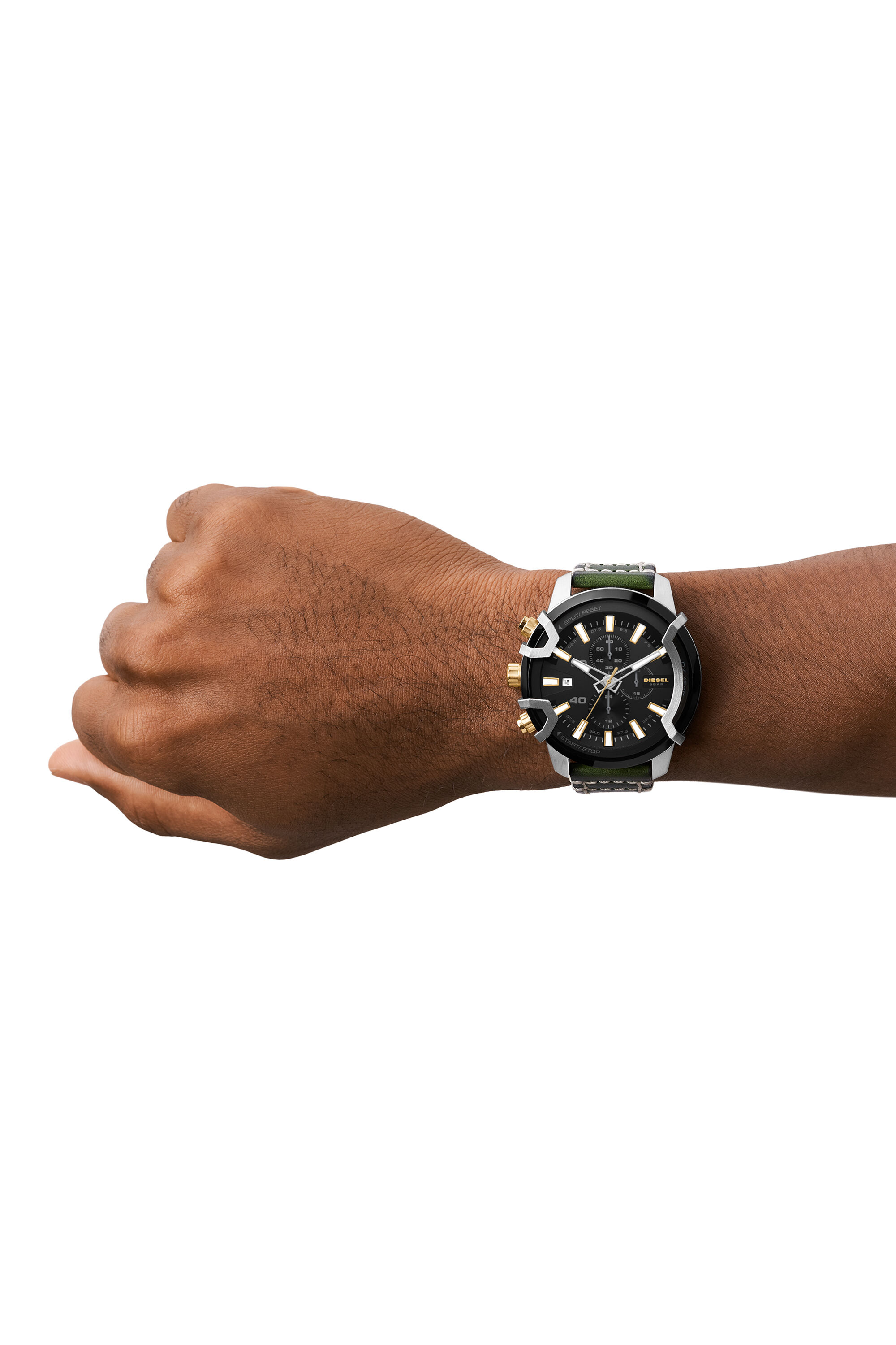 DZ4585 Man: Griffed chronograph green leather watch | Diesel