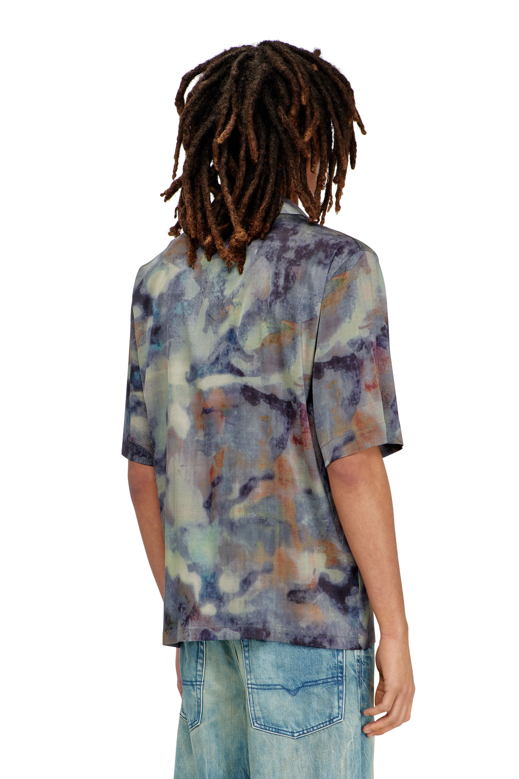 Men's Satin shirt with all-over camo print | Multicolor | Diesel US