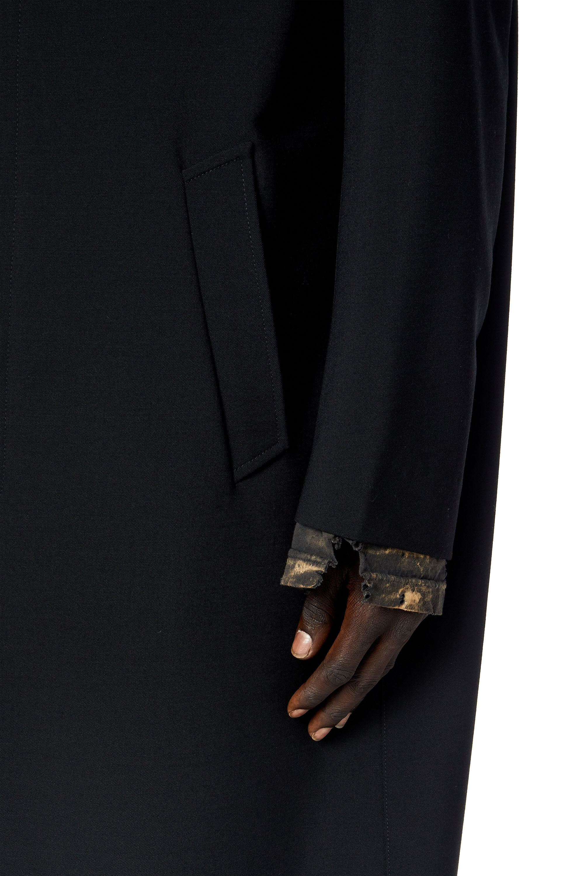 Diesel - J-LEWITT, Manteau en laine mélangée avec finitions vieillies Homme in Noir - 4