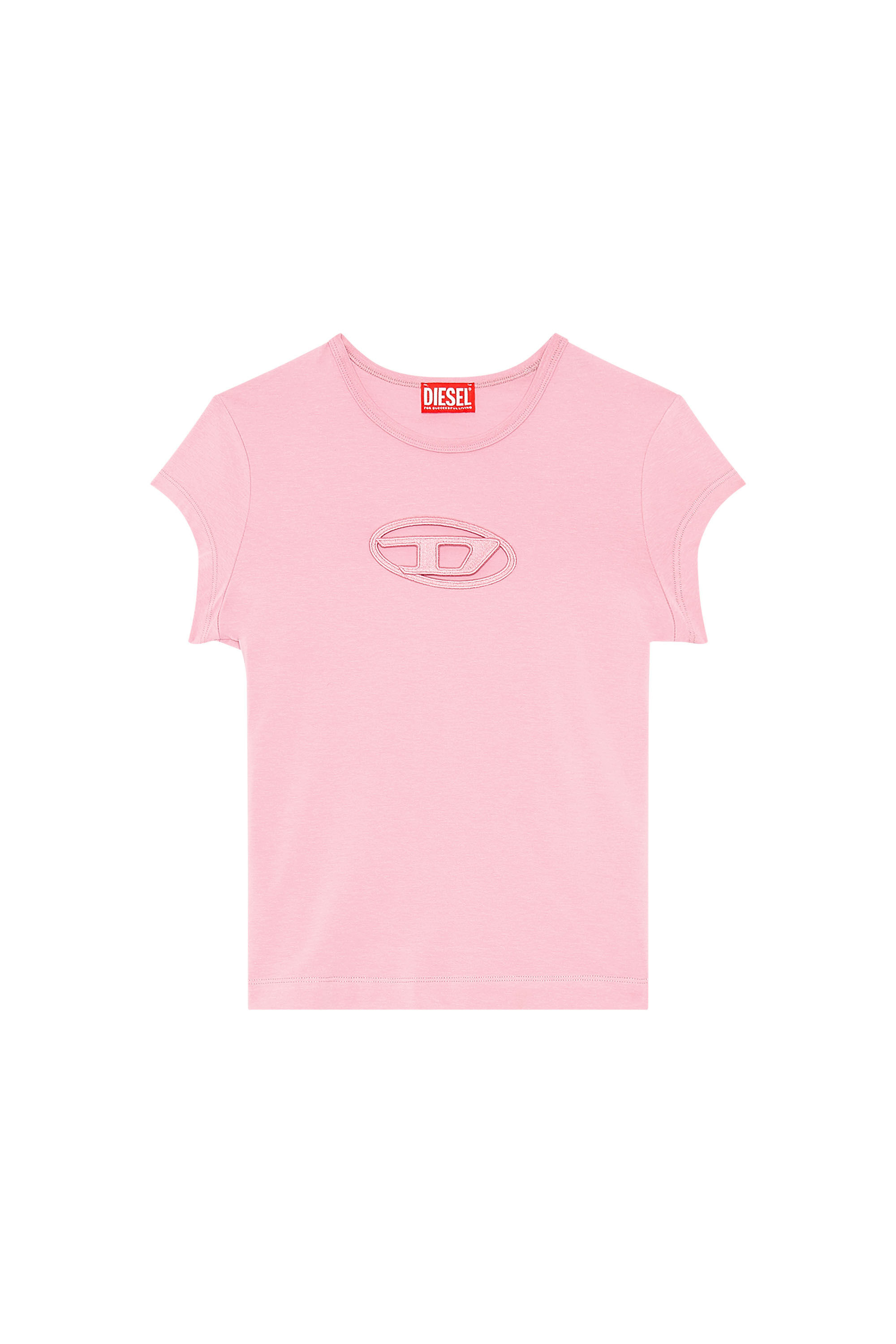 Diesel - T-ANGIE, Female's T-shirt with peekaboo logo in Pink - 2