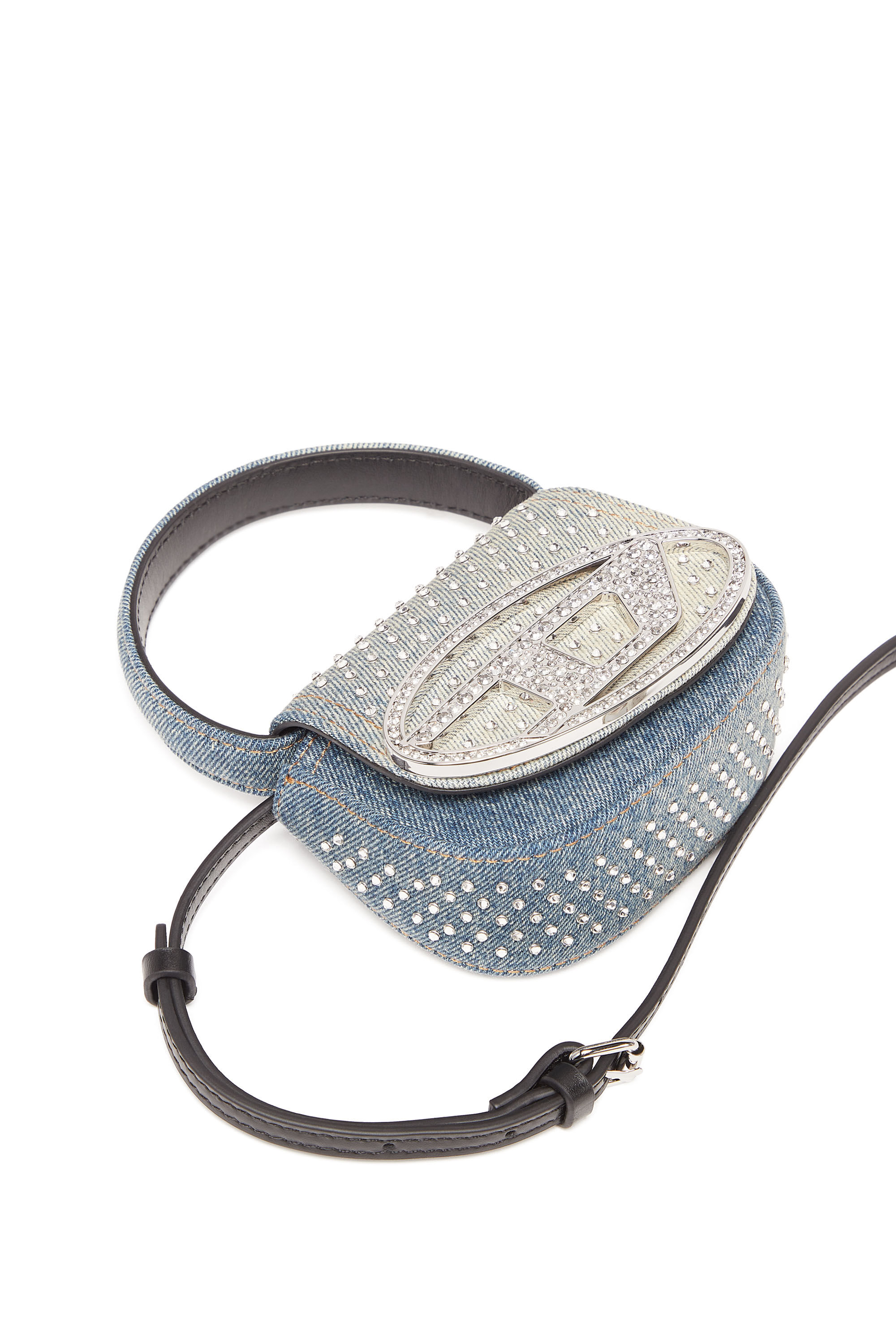 Diesel - 1DR XS, Female's 1DR XS - Iconic mini bag in denim and crystals in Light Blue - 5