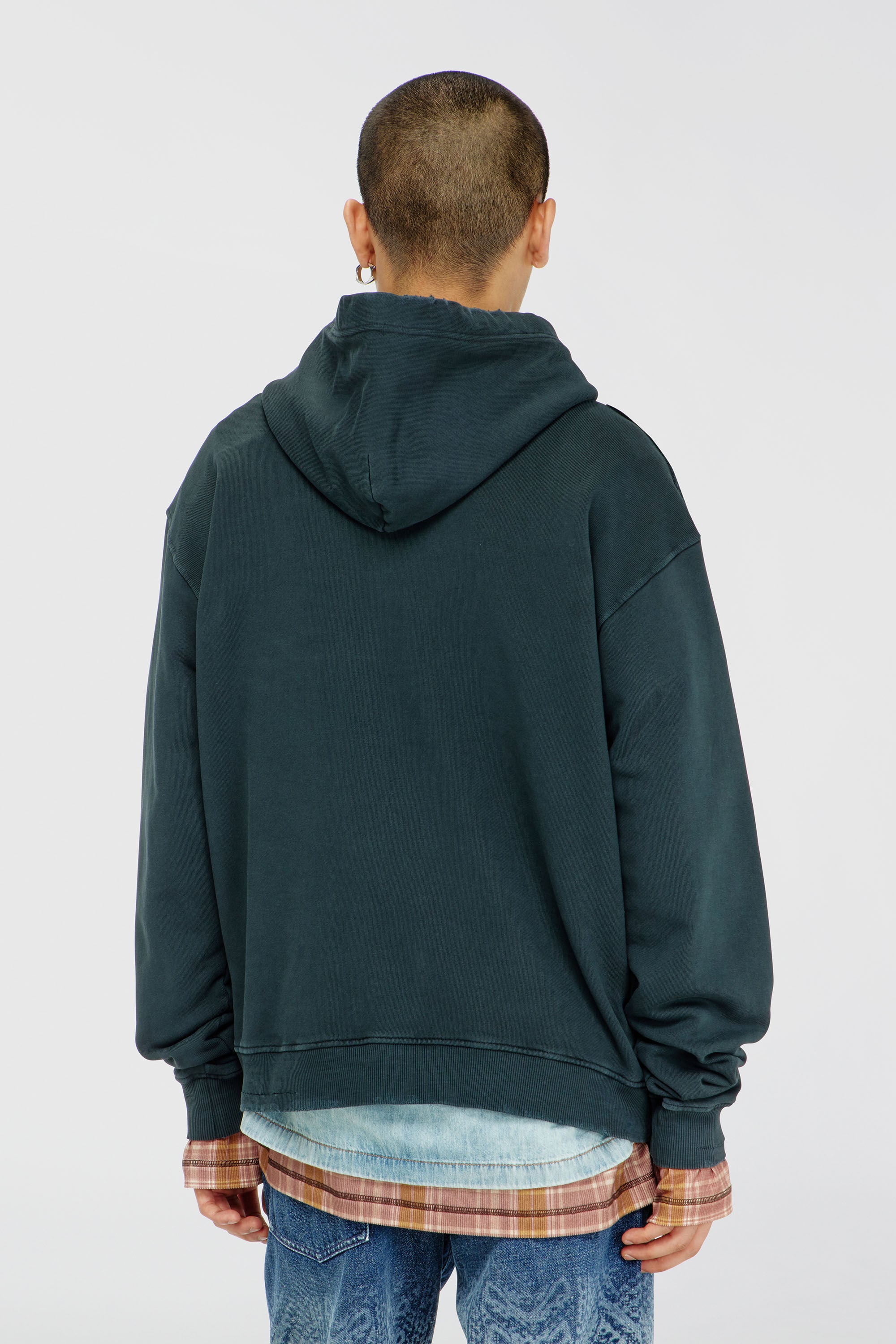 Diesel - S-NORM-HOOD-CRYSTALS, Sudadera con rotos y detalles de cristal Hombre in Verde - 4