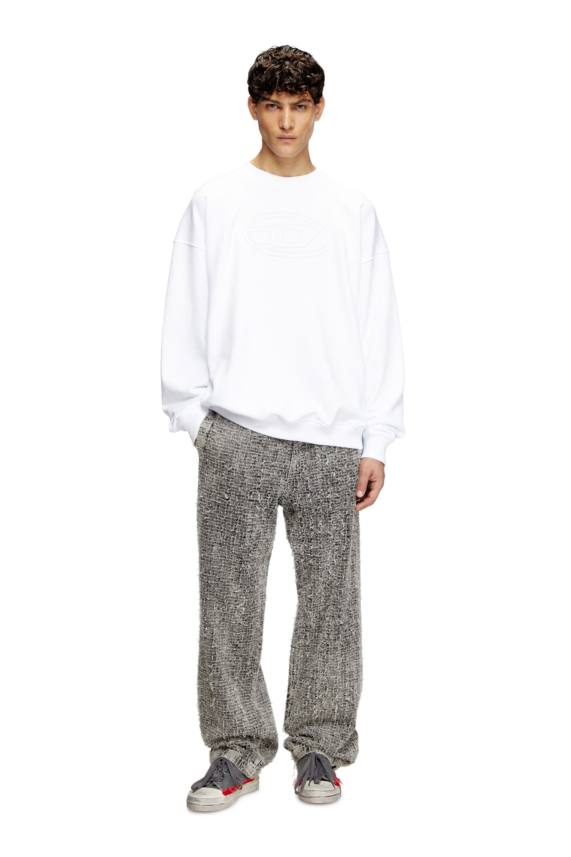 Men's Sweatshirt with embossed Oval D | White | Diesel Men's Sweatshirt with embossed Oval D | White | Diesel