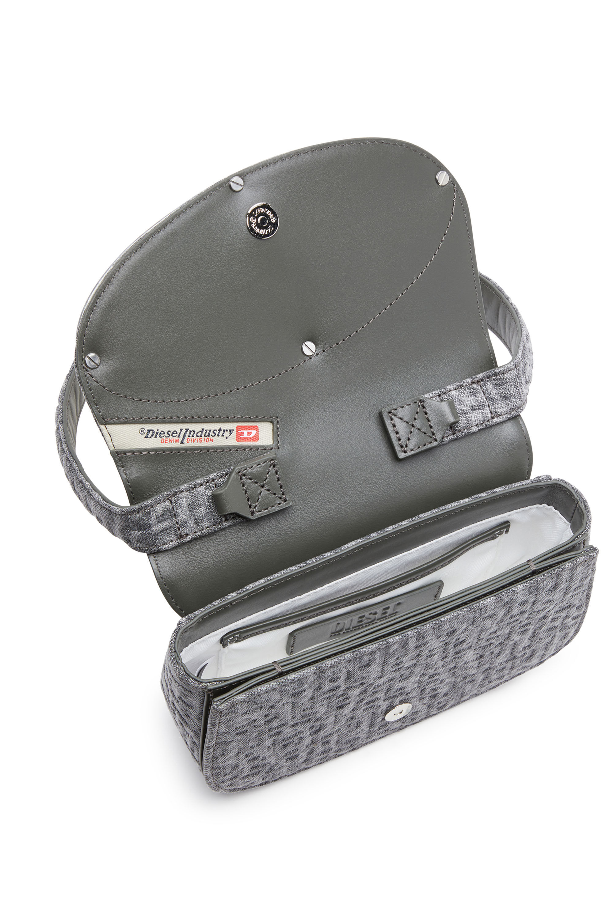 Diesel - 1DR, 1DR - Sac iconique à bandoulière en denim imprimé monogramme Femme in Gris - 2