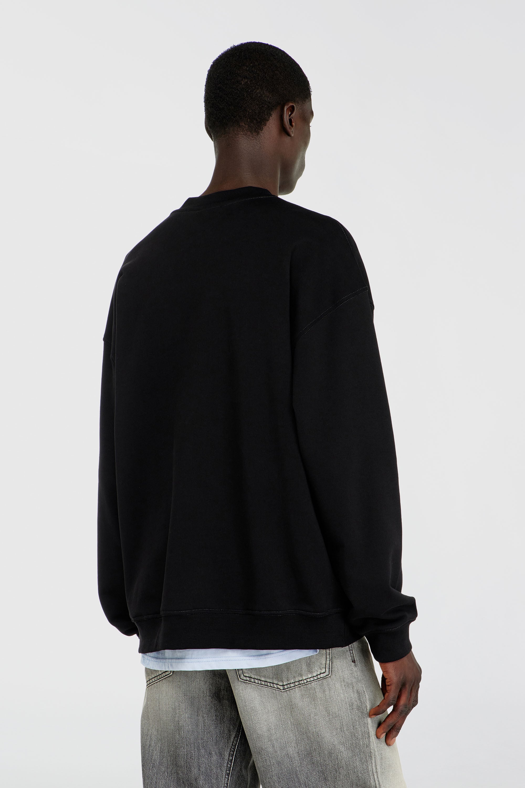 Diesel - S-BOXT-AA1, Man's Cotton sweatshirt with graphic print in Black/White - 4