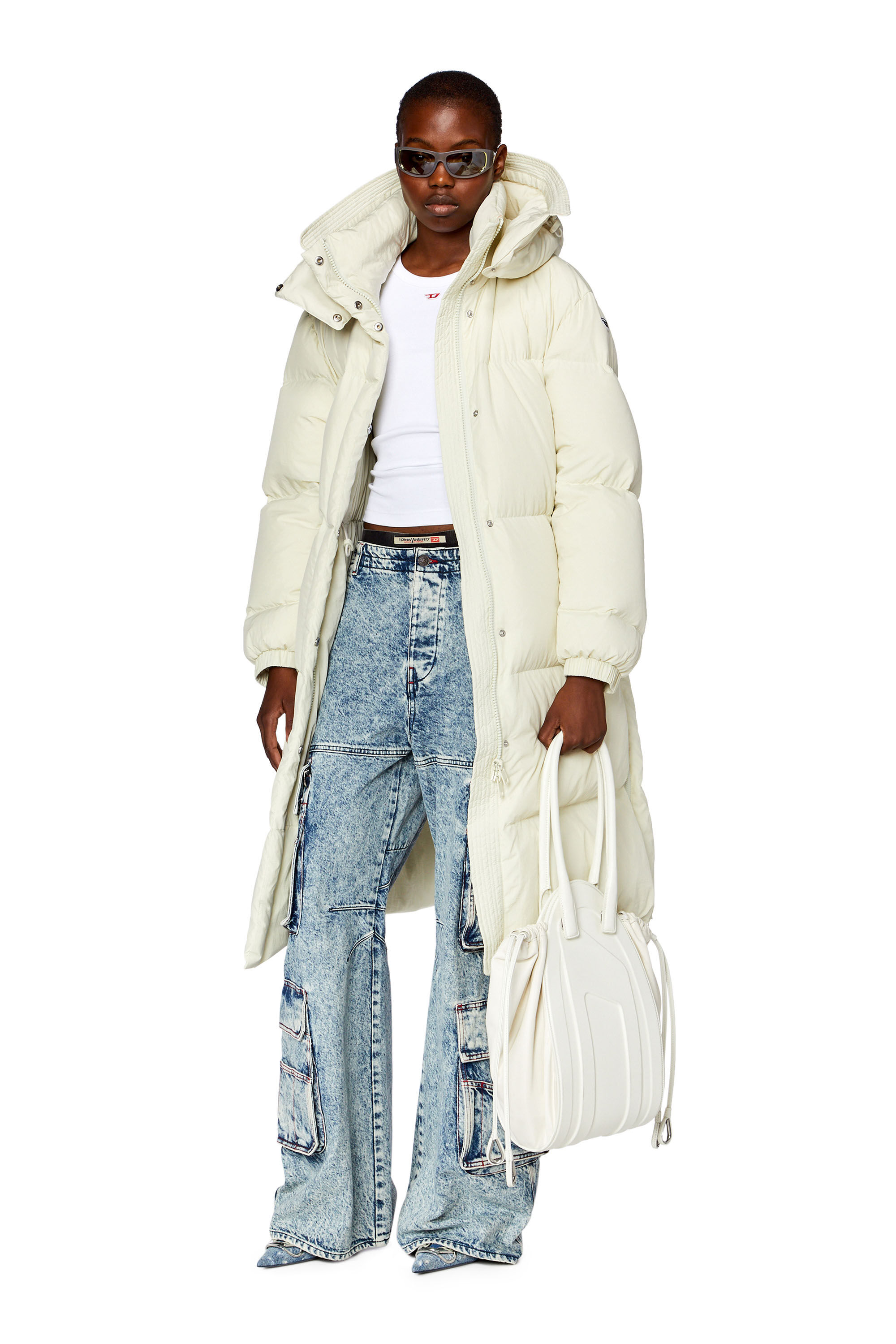 Diesel - W-PEYT, Doudoune en taslan de nylon recyclé Femme in Blanc - 3