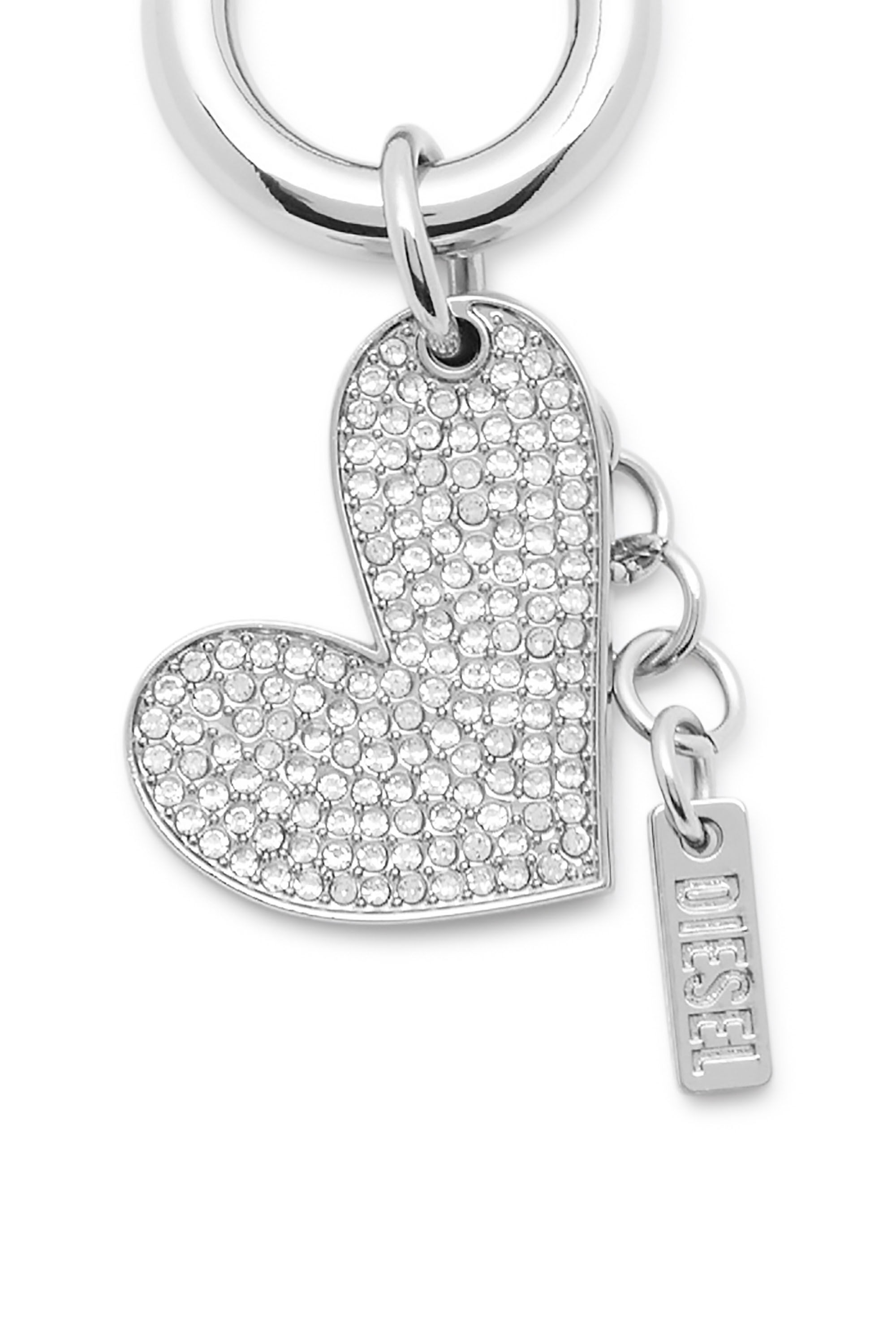 Women's Metal heart charm with rhinestones | Silver | Diesel