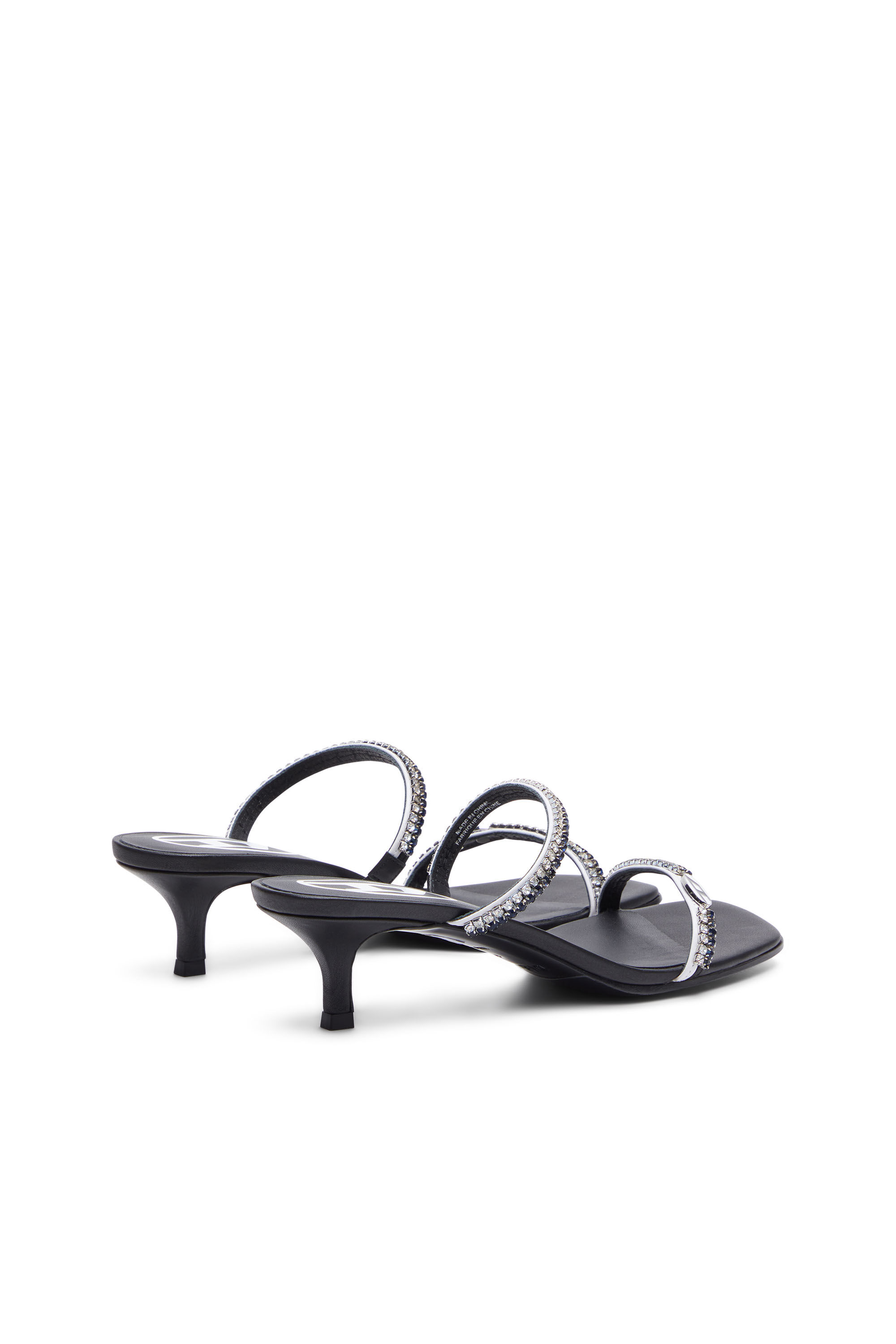 Diesel - D-KITTIE SD, Female's D-Kittie SD - Leather sandals with crystal straps in Black - 3