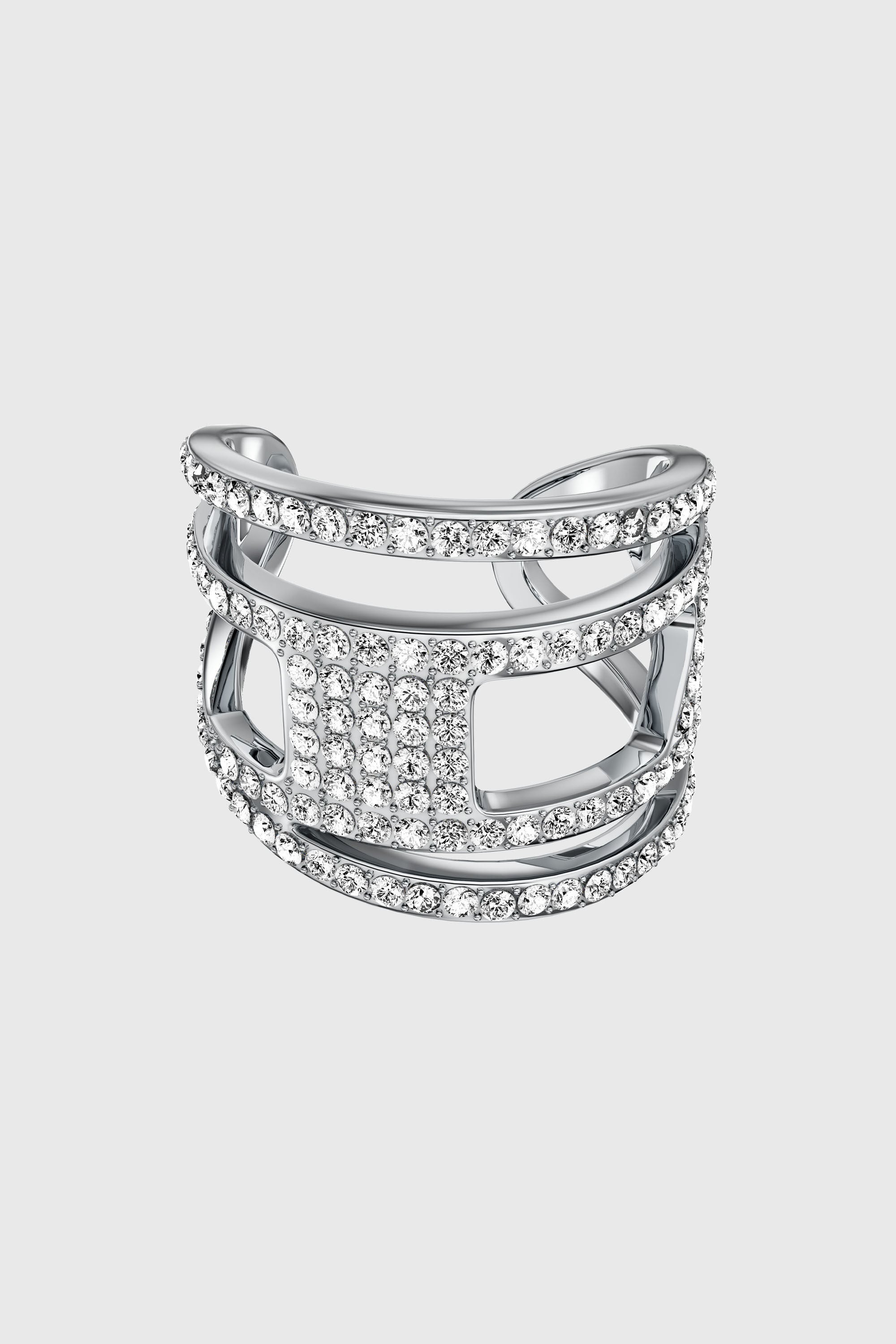 Diesel - DX1705040 JEWELLERY, Unisex's Stainless steel glitz D band ring in Silver - 2