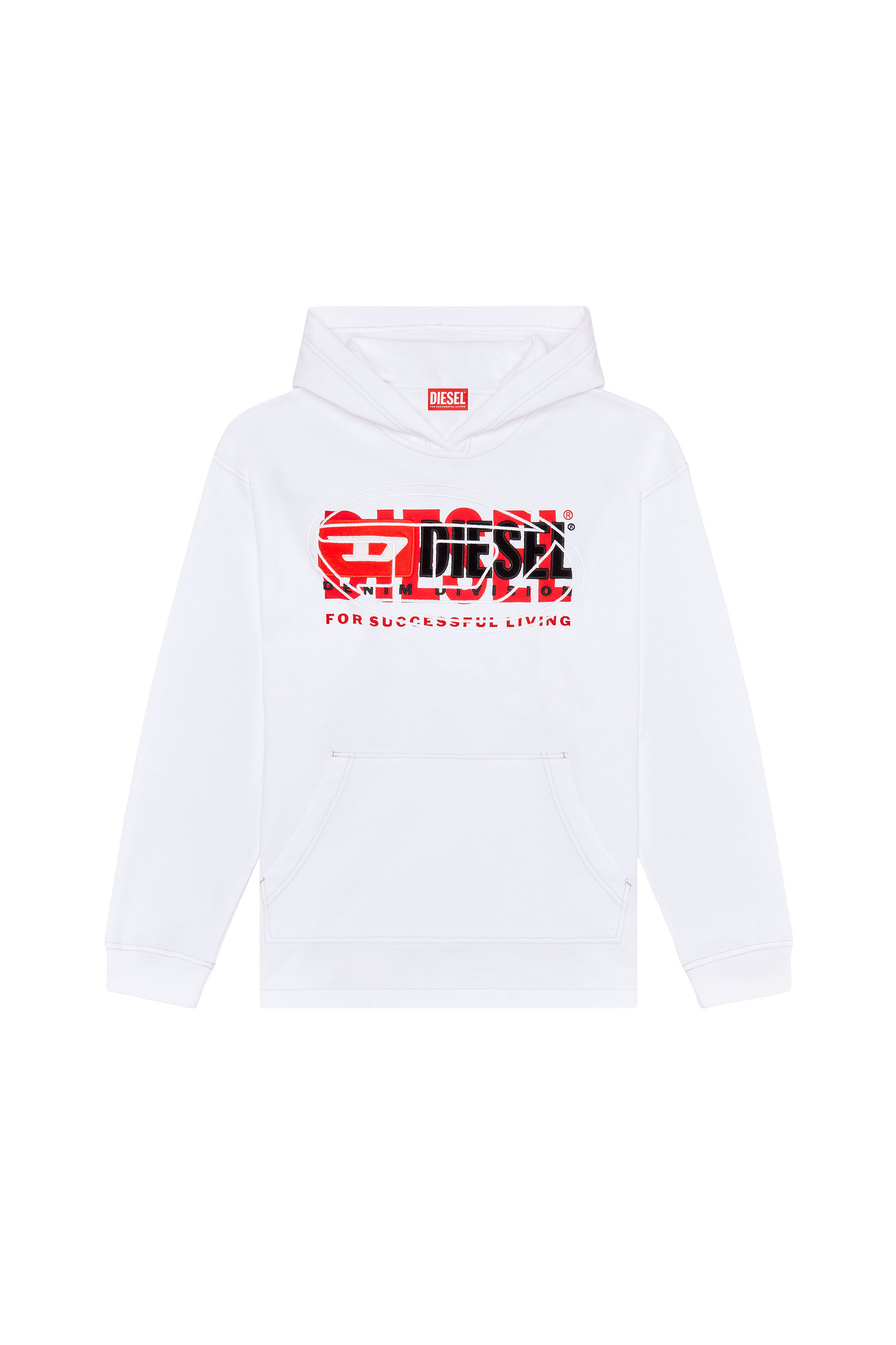 Men's Hoodie with layered logos | White | Diesel