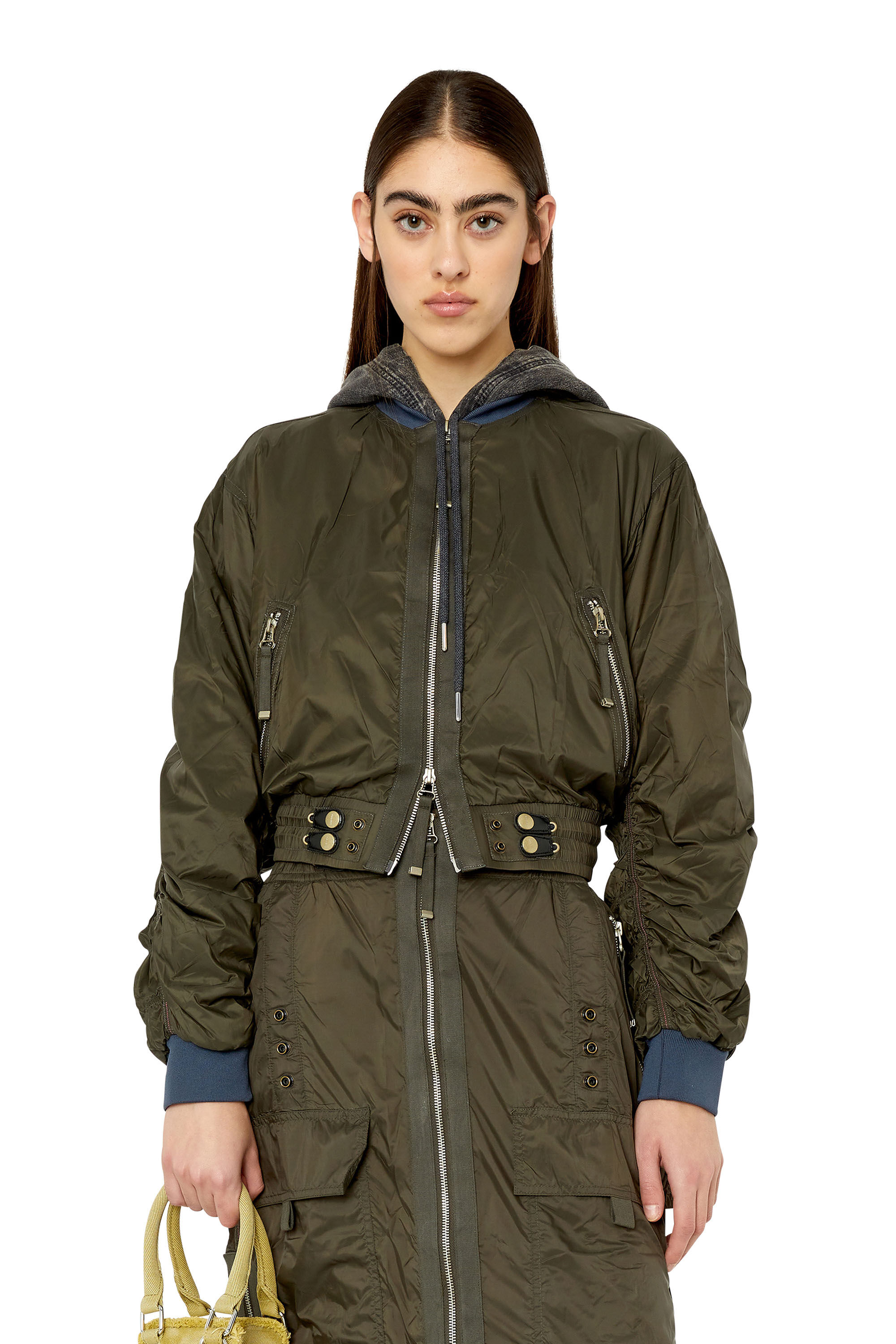 Diesel - G-NOAK, Female's Bomber jacket in light nylon in Dark Green - 3