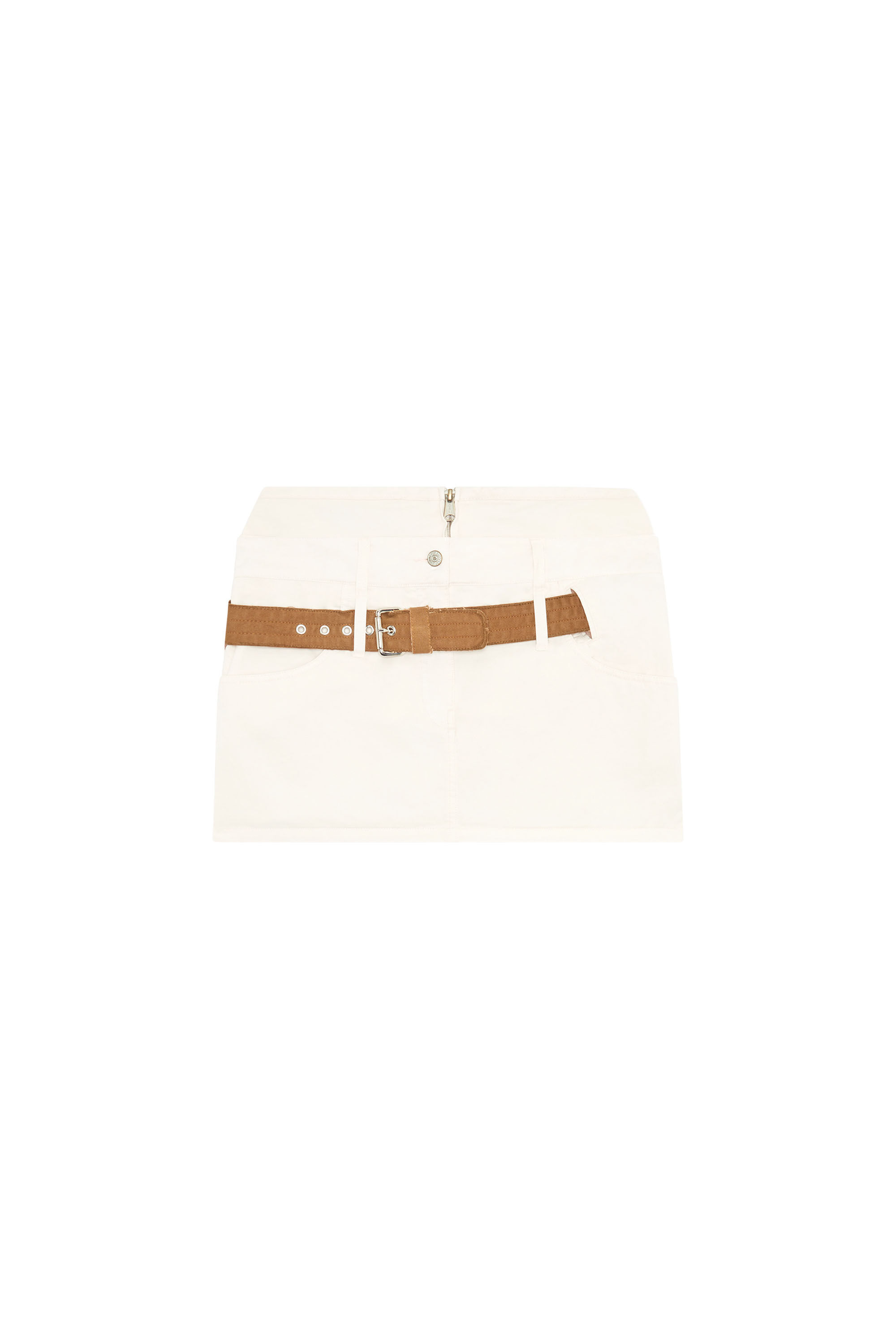 Diesel - O-ENTHIA, Female's Treated twill skirt with double waist in Pink - 2