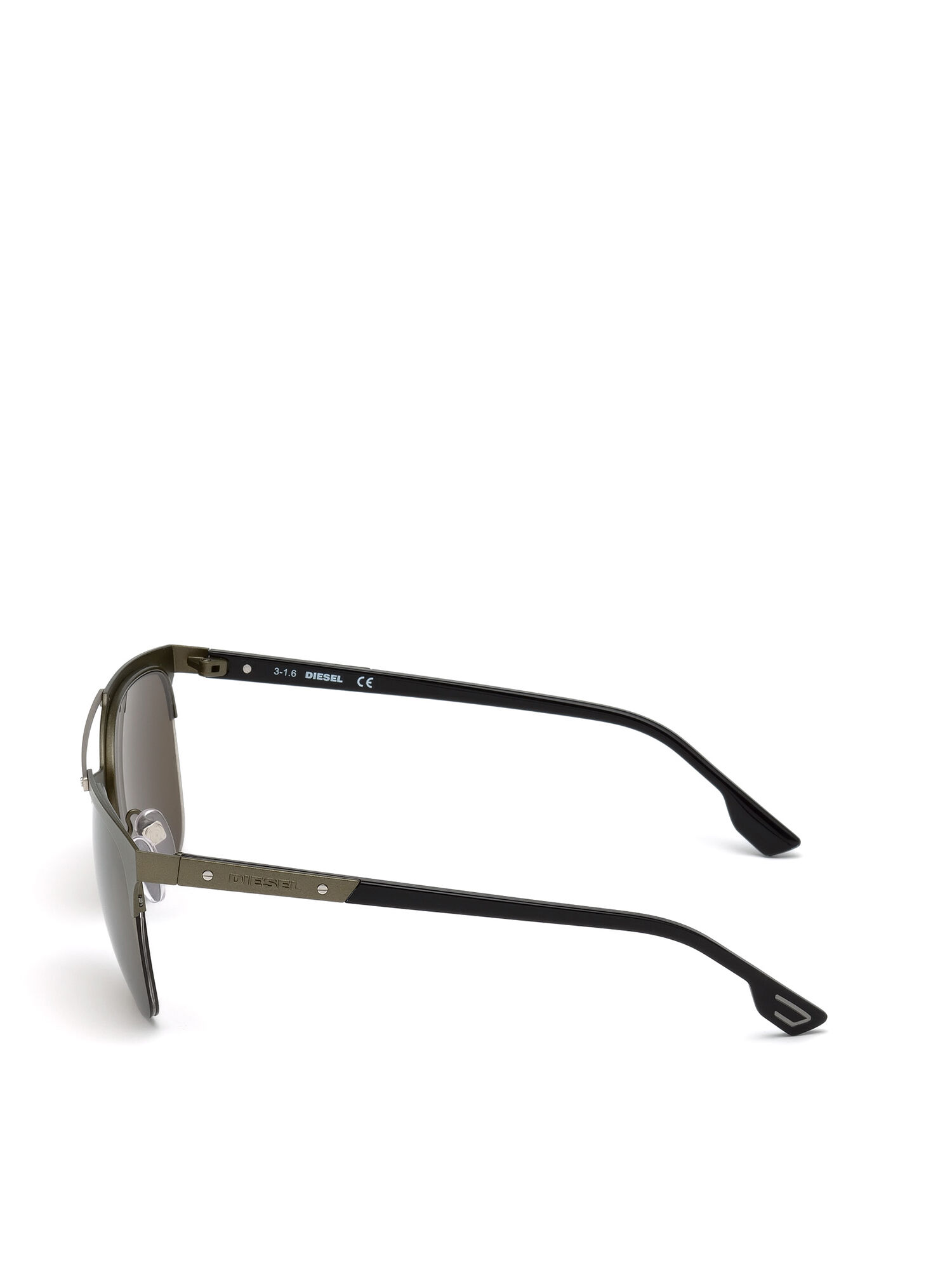 Diesel - DL0215, Male's Square eyewear with metal double bridge in Dark Green - 3