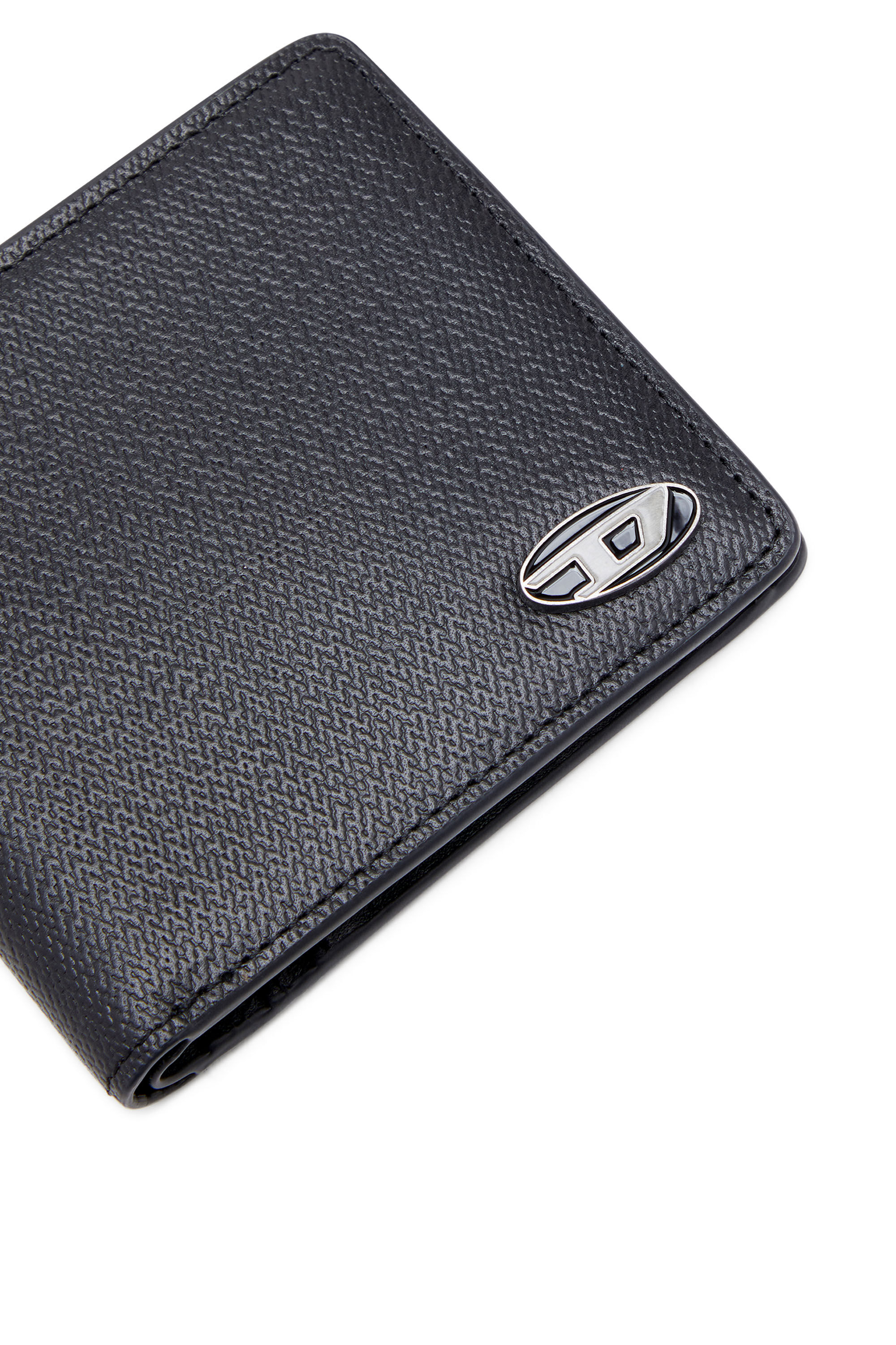 Diesel - BI-FOLD COIN S, Male's Bi-fold wallet in textured leather in Black - 4