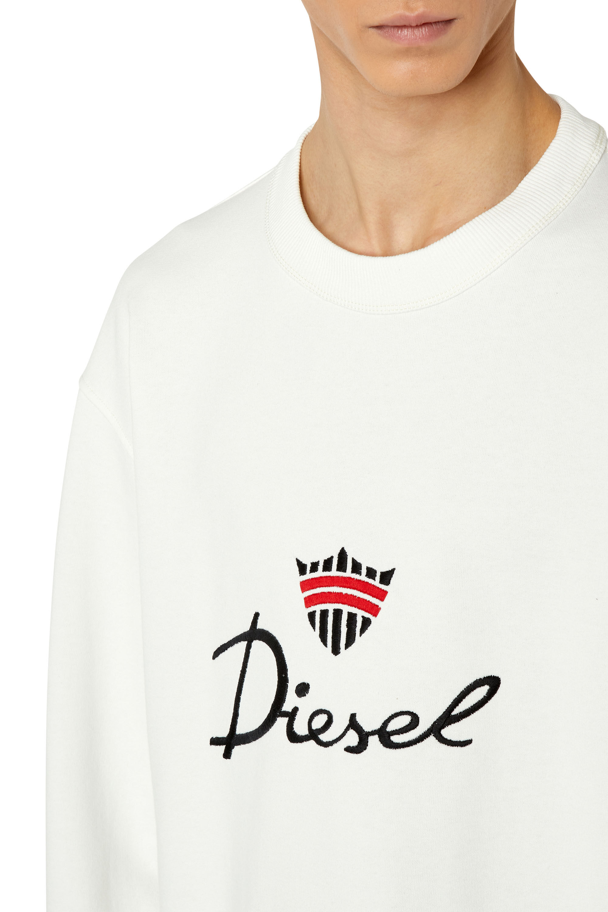 Diesel - S-MACSLESS, Male's Sweatshirt with embroidered crown logo in White - 5