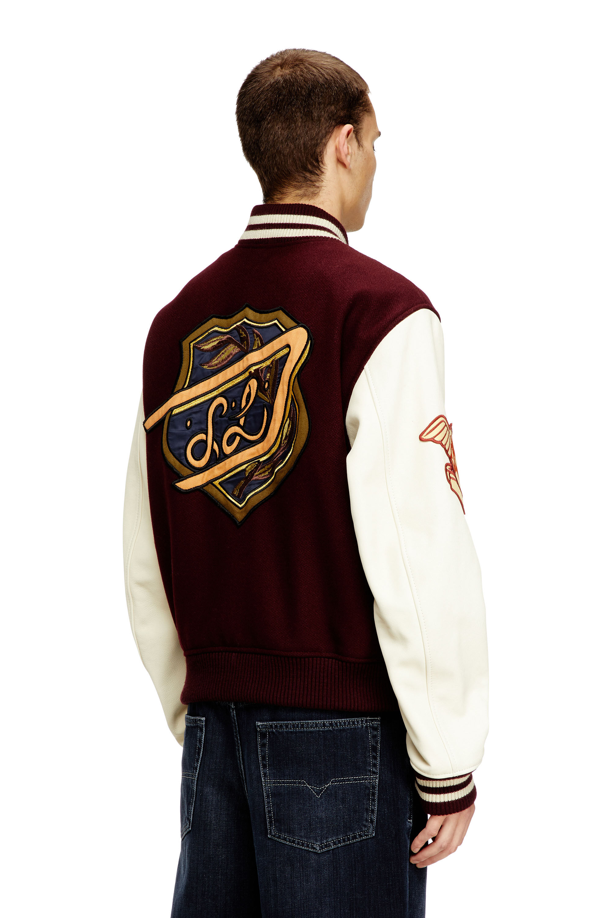 Men's Varsity jacket in wool and leather | Multicolor | Diesel