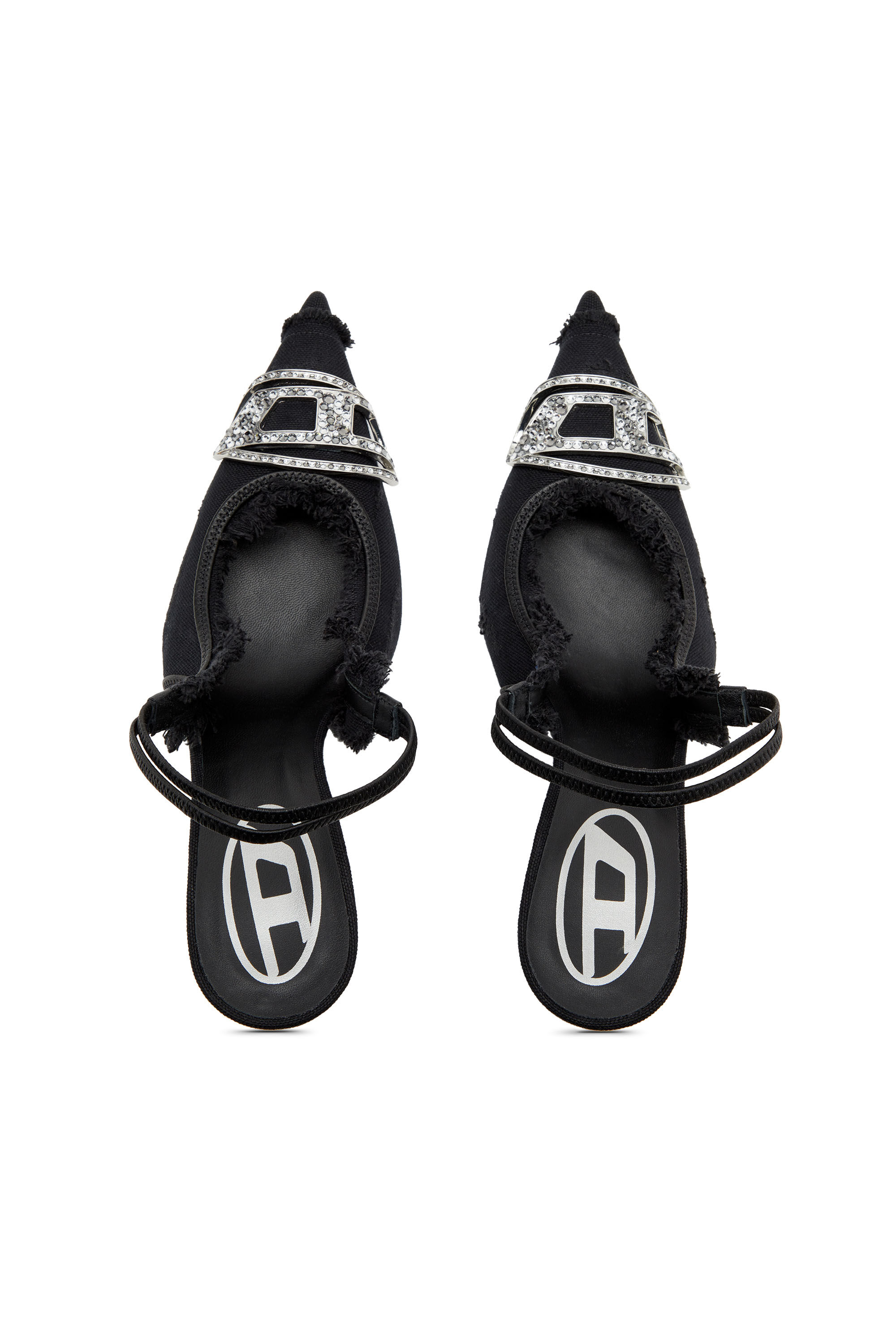Diesel - D-VENUS SB, Female's D-Venus-Slingback pumps in distressed canvas in Black - 5