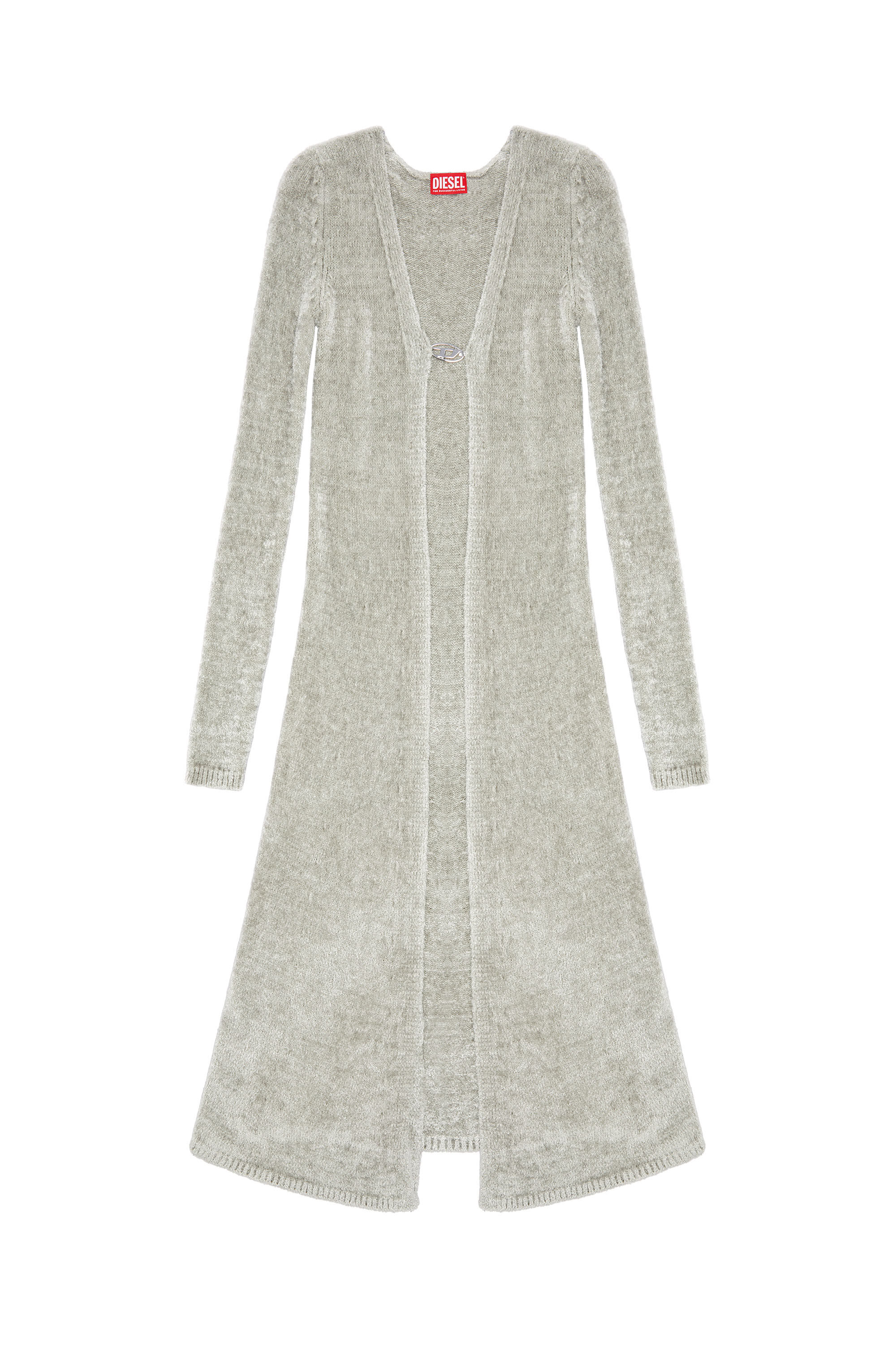 Diesel - M-CAROL, Woman's Long fuzzy chenille cardigan in Grey - 2