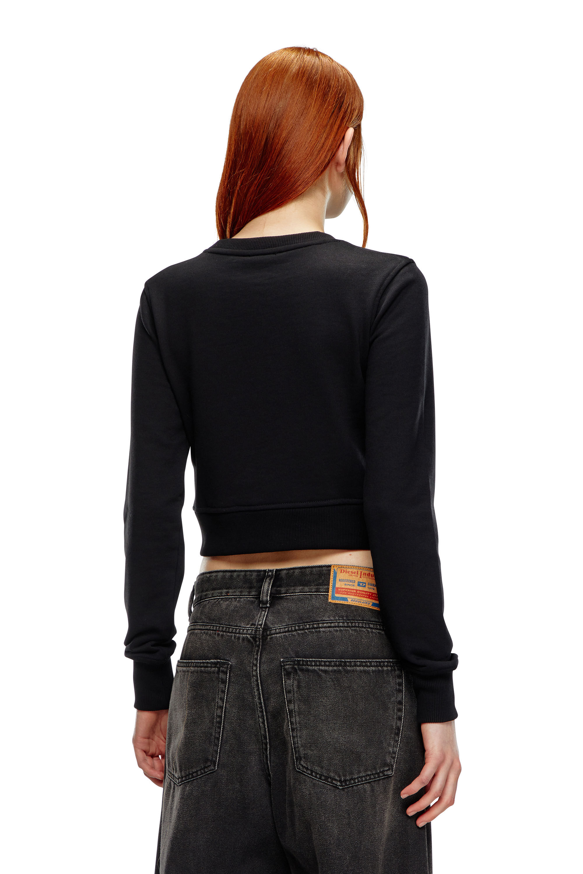 Diesel - F-SLIMMY-OD, Female's Cropped sweatshirt with cut-out logo in Black - 4