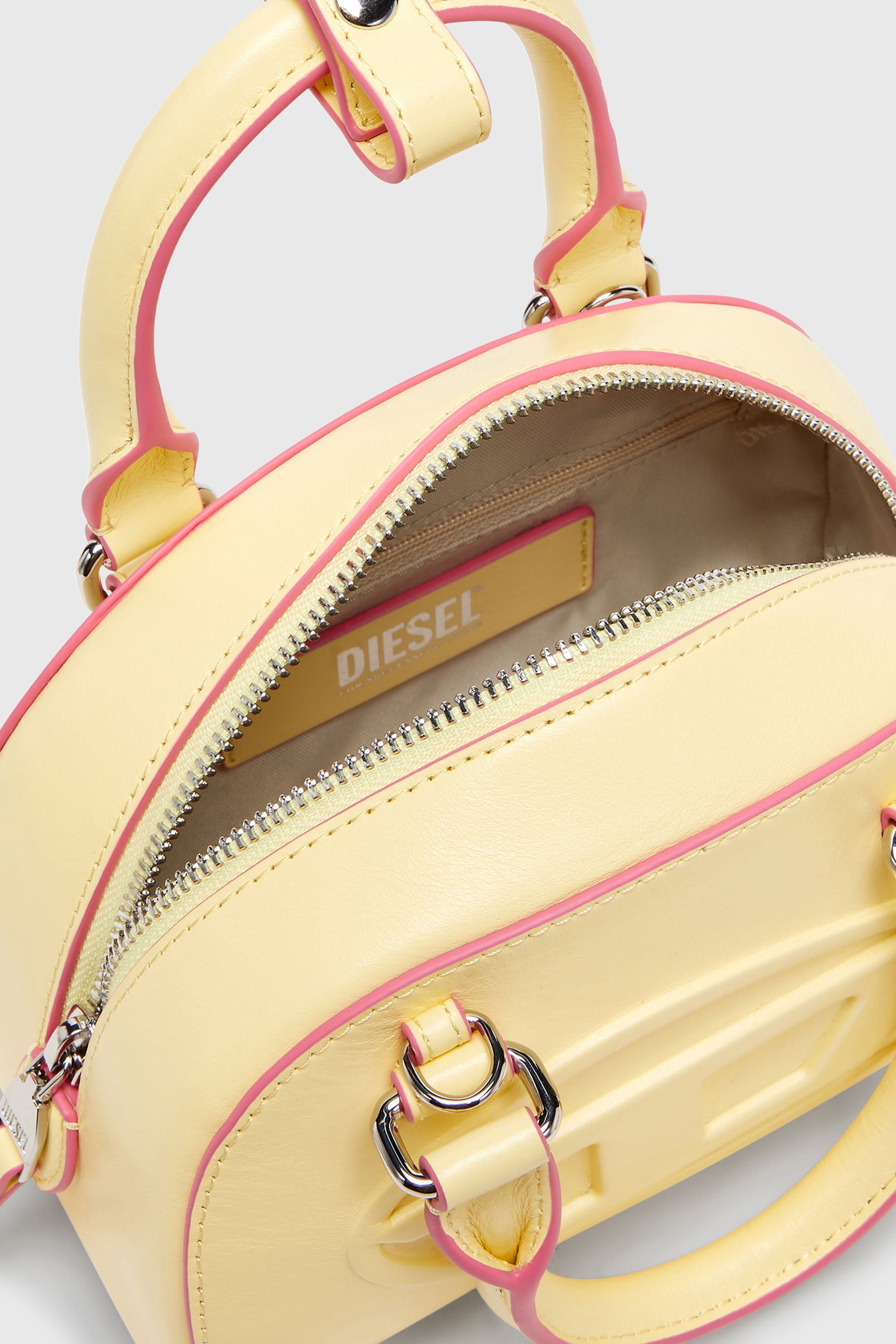 Women's 1DR Dome-Leather Small bowling bag | Yellow | Diesel
