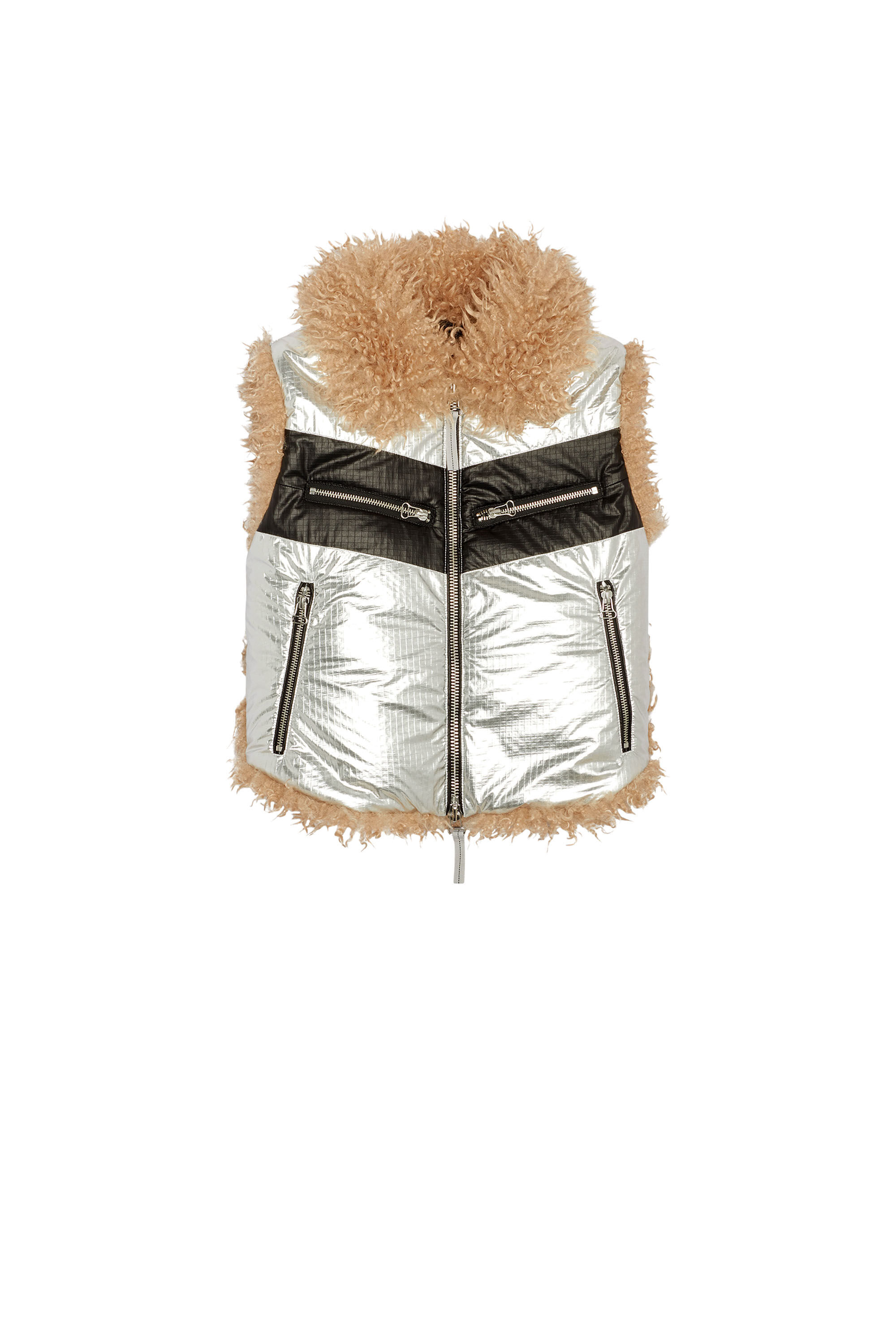 トップス 00s diesel reversible fur vest jacket Women's Vest in foil-coated ripstop | Silver | Diesel