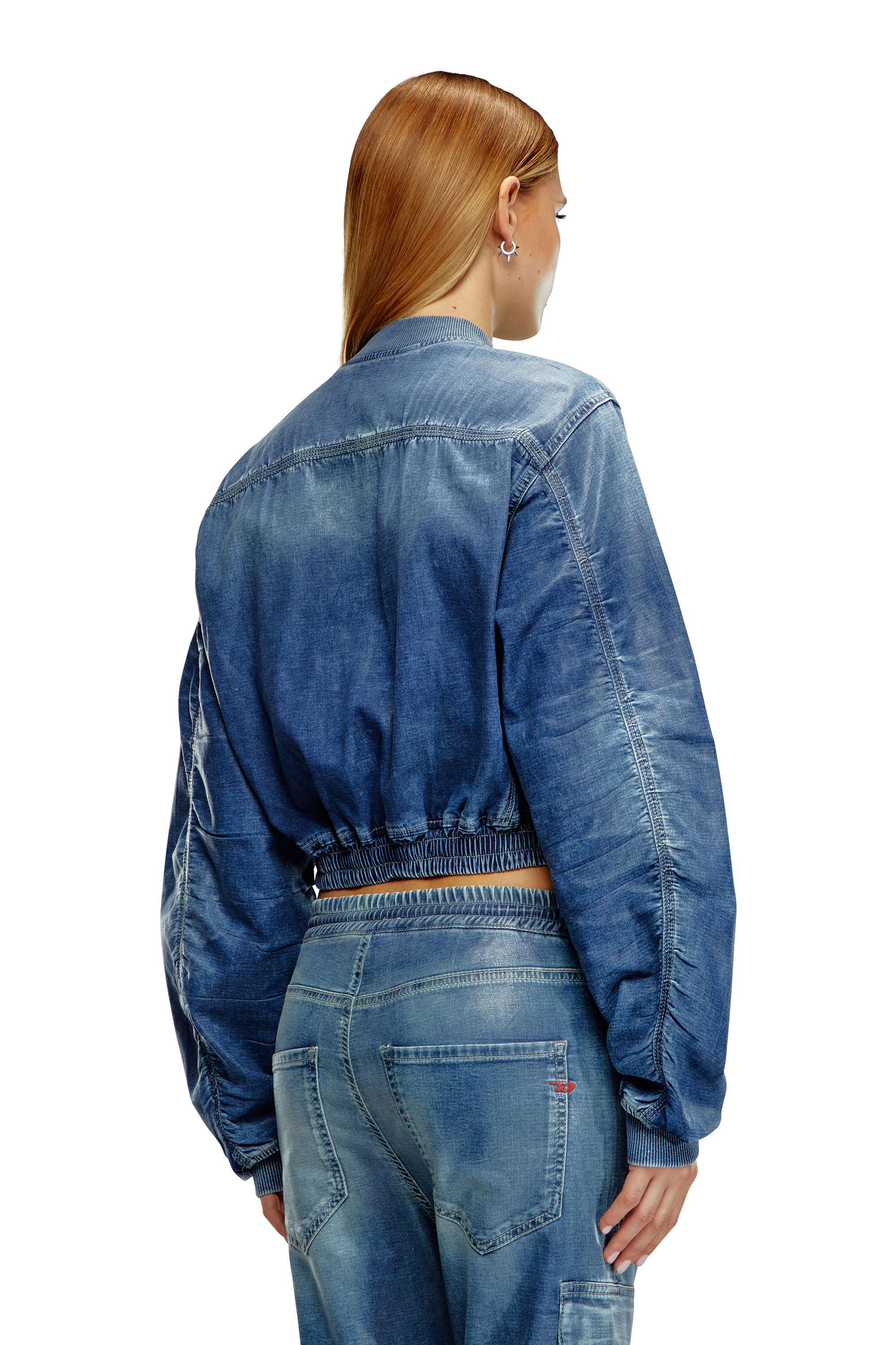 Diesel - DE-KHLO-S TRACK, Female's Bomber jacket in coated Track Denim in Medium Blue - 5