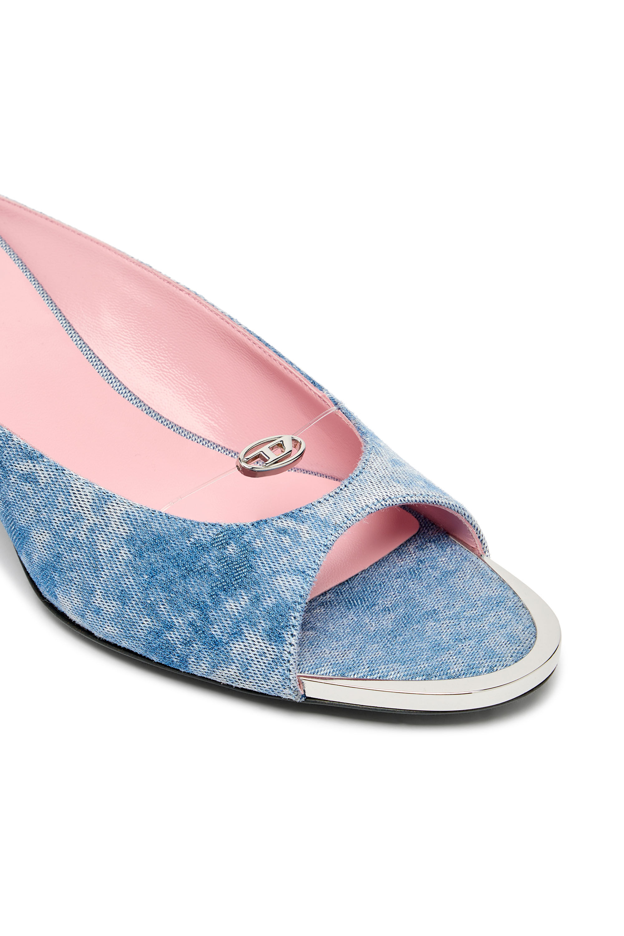 Women's D-Diam's-Low denim mule with floating Oval D | Blue | Diesel