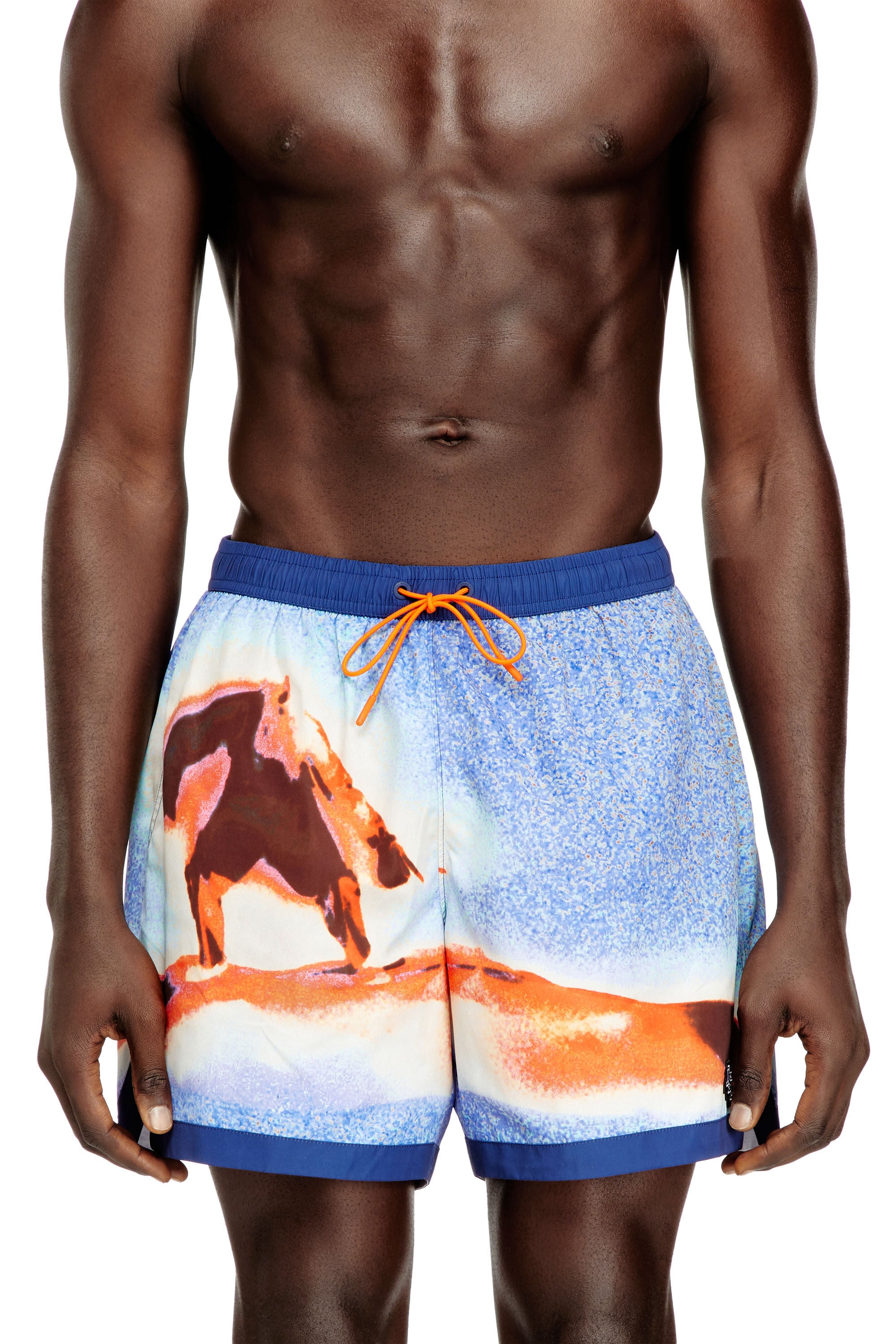 Men's Swim shorts with all-over surfboard print | Blue | Diesel US