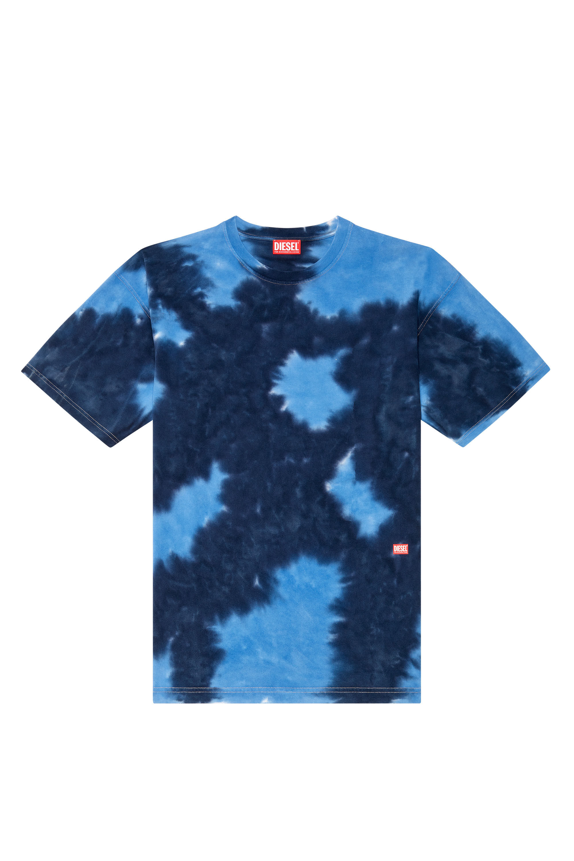 Diesel - T-BOXT-N15, Male's T-shirt in tie-dye jersey in Blue - 1